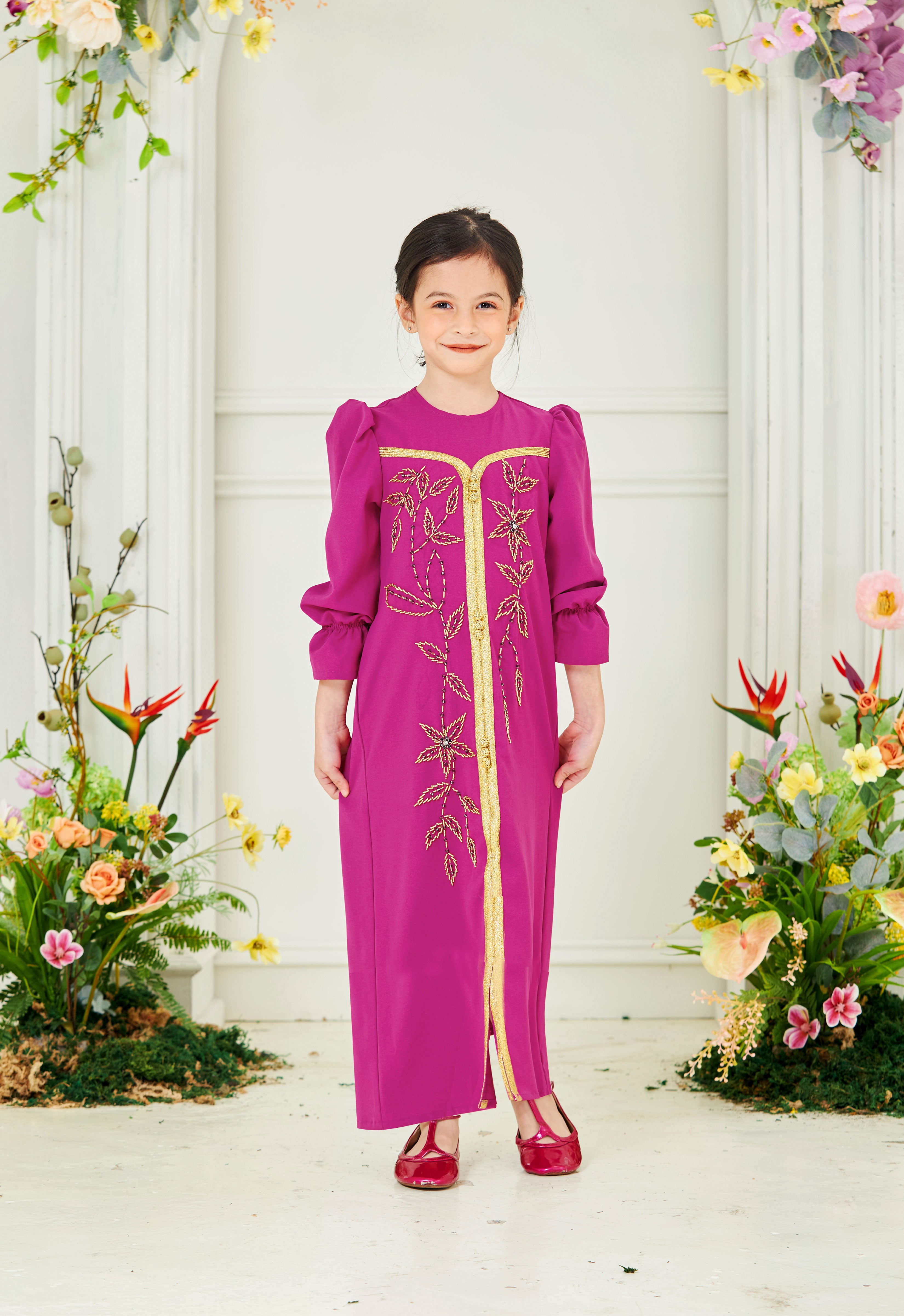 HUMAYRA KIDS ABAYA - MAGENTA