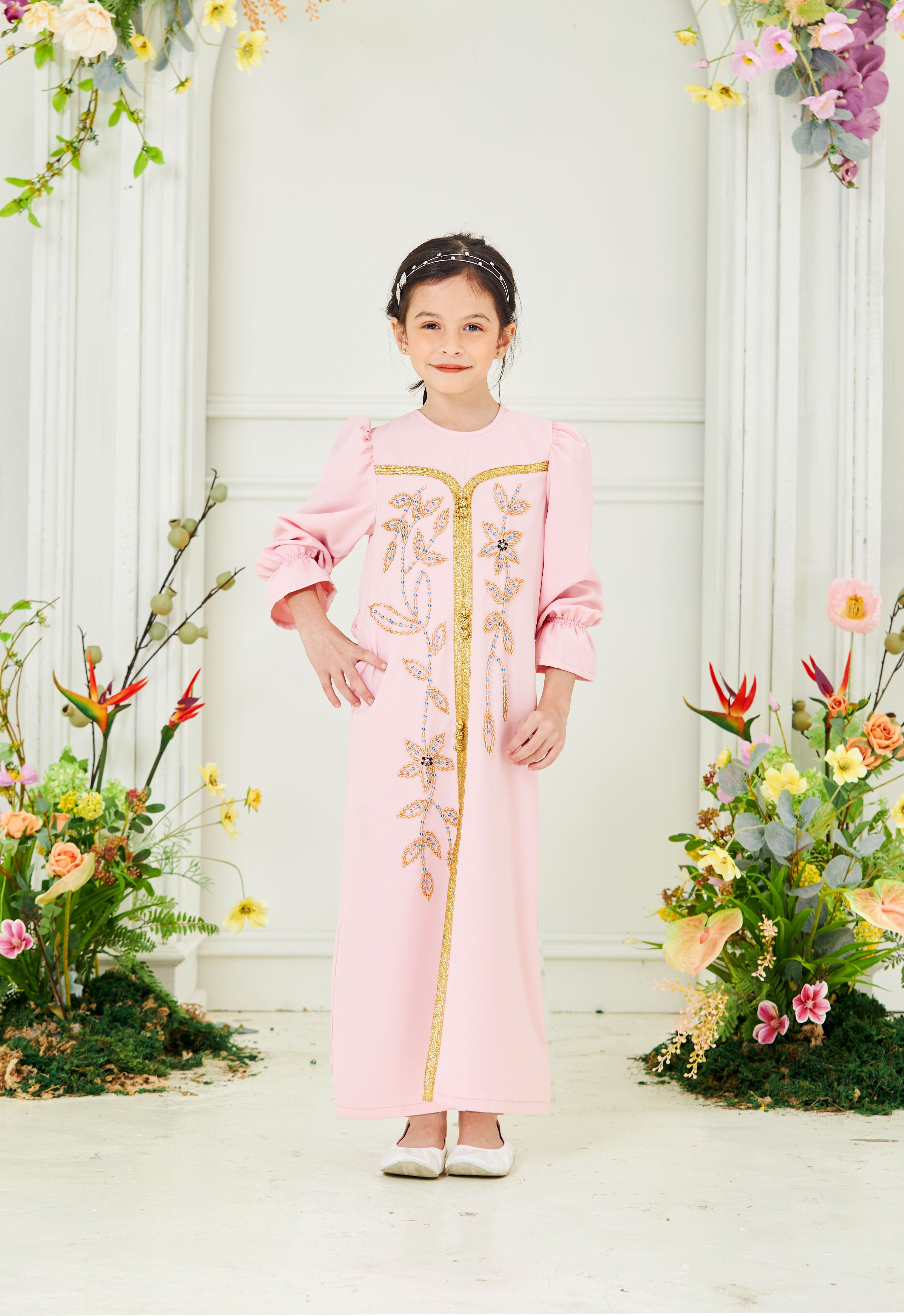 HUMAYRA KIDS ABAYA - SOFT PINK