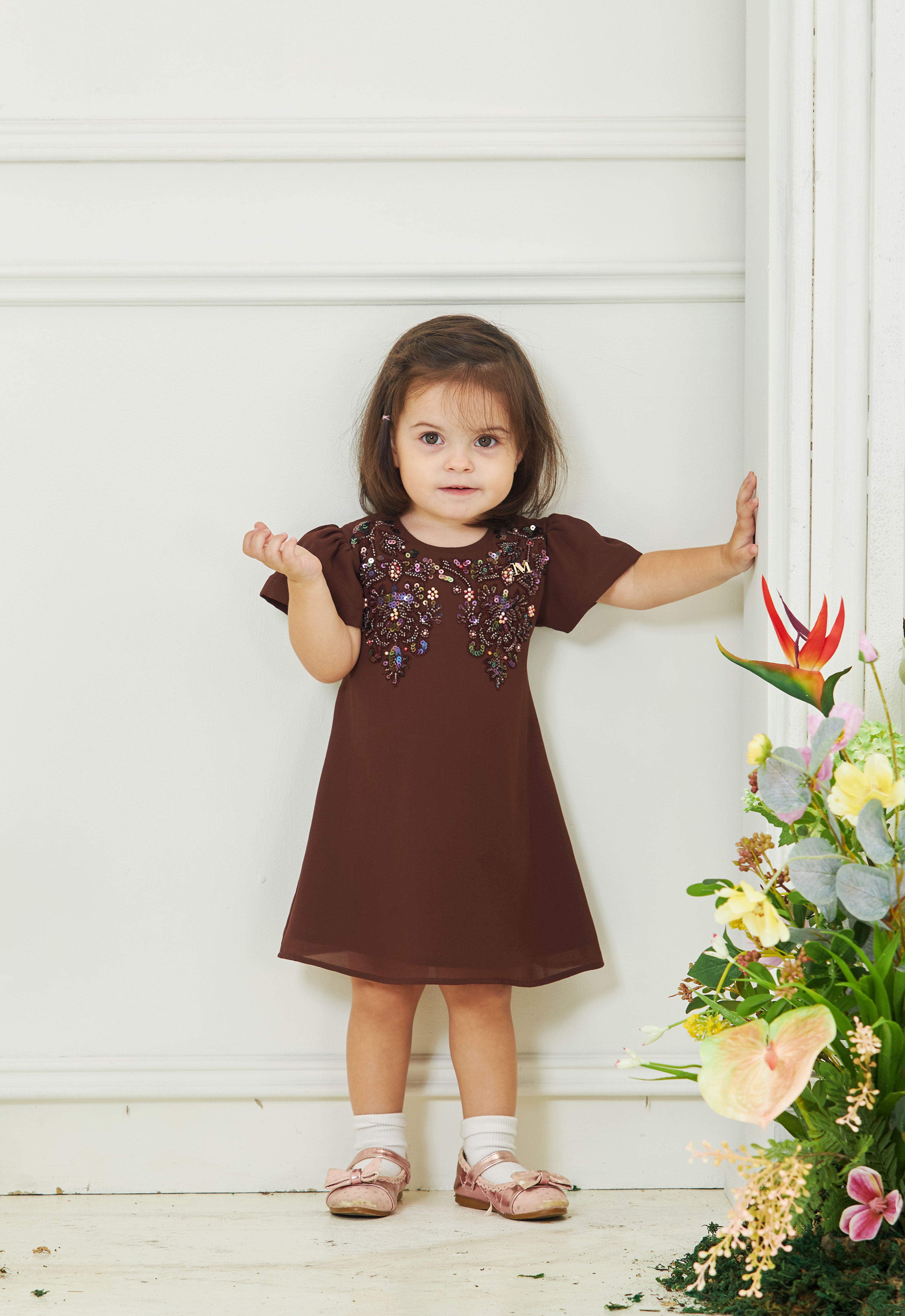 AISYAA LUXE BABY DRESS - DARK BROWN