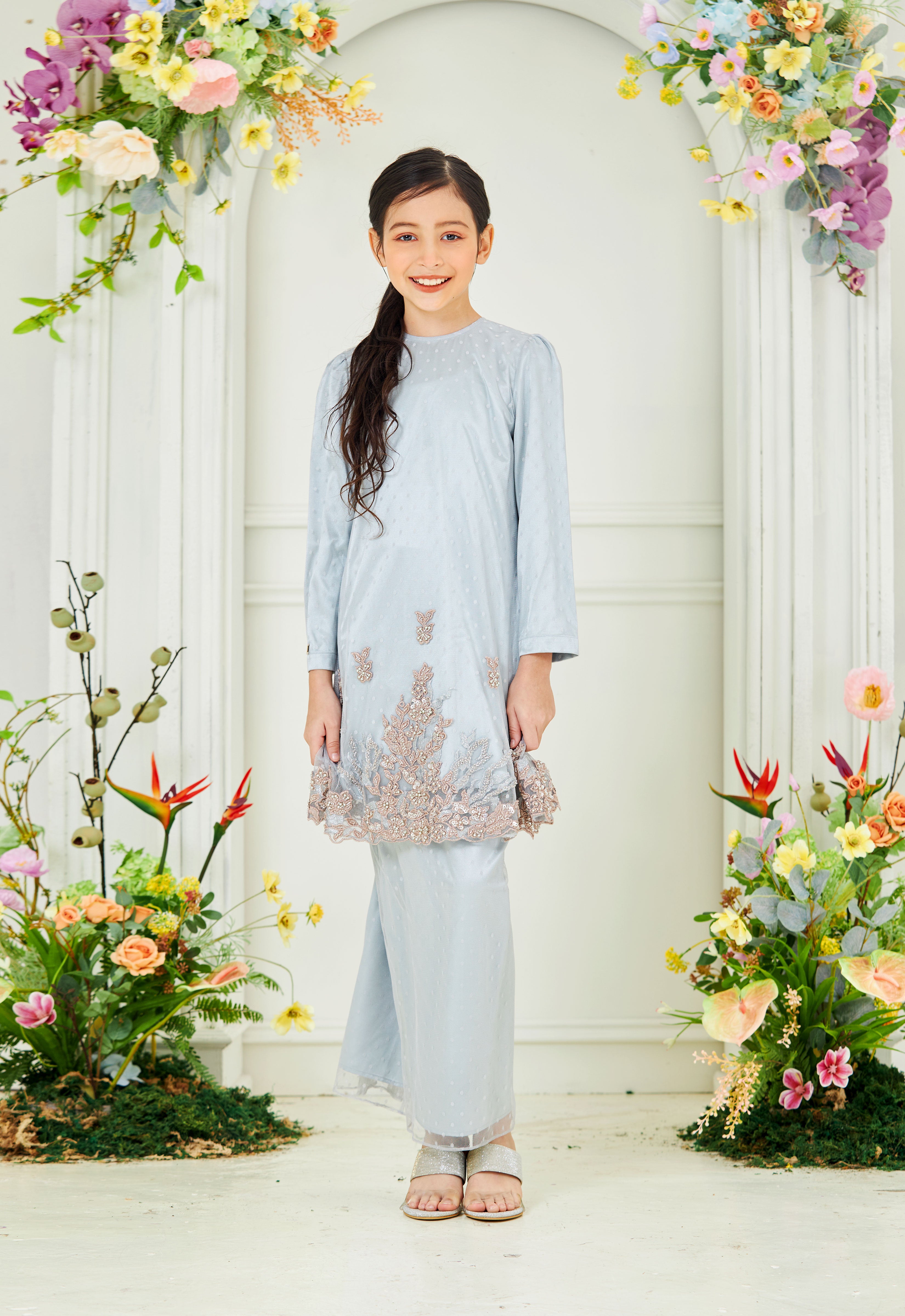 AYANAA LUXE KIDS KURUNG - GRAY GREEN