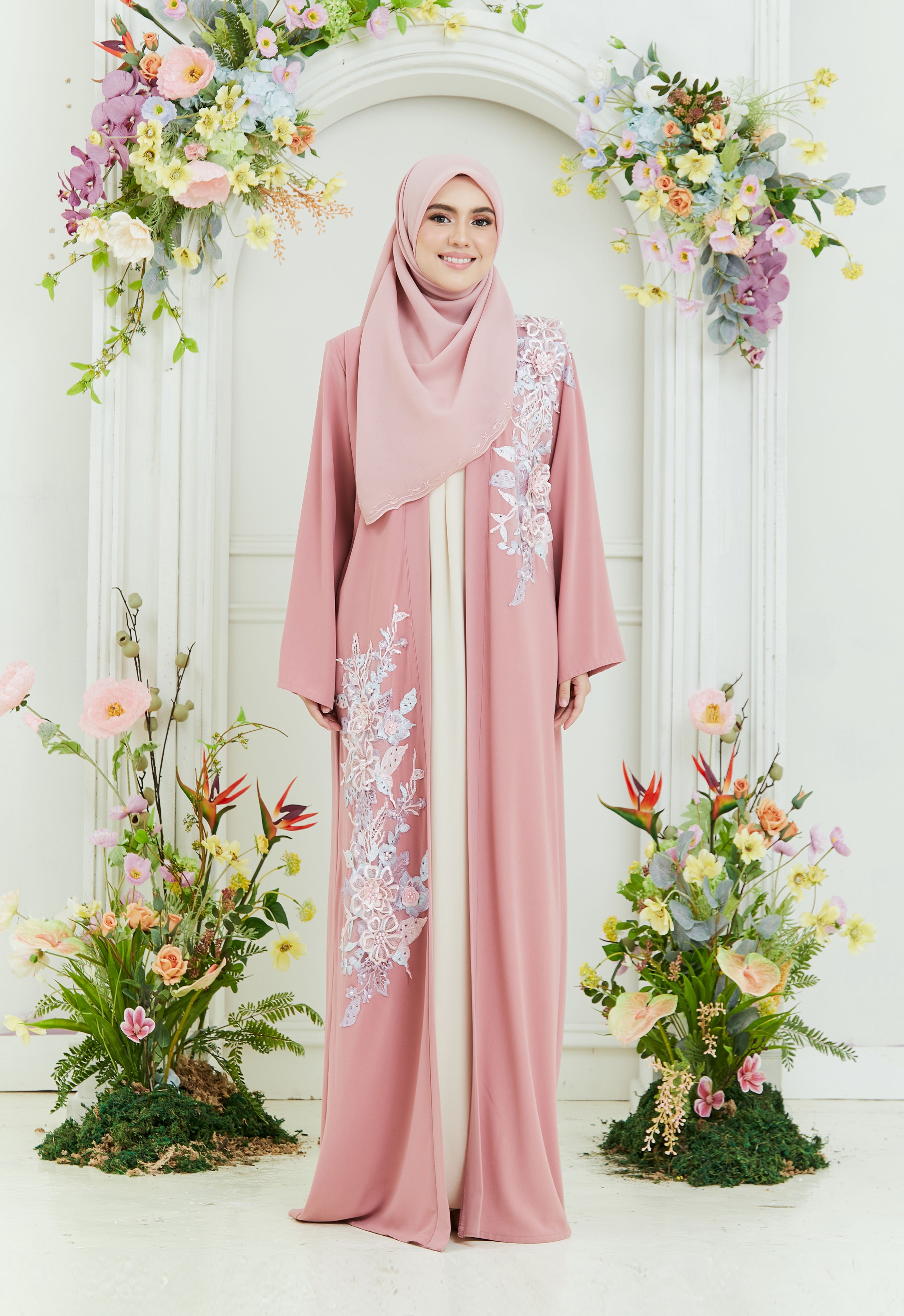 KHADEEJA ABAYA - PINK FLUTTER