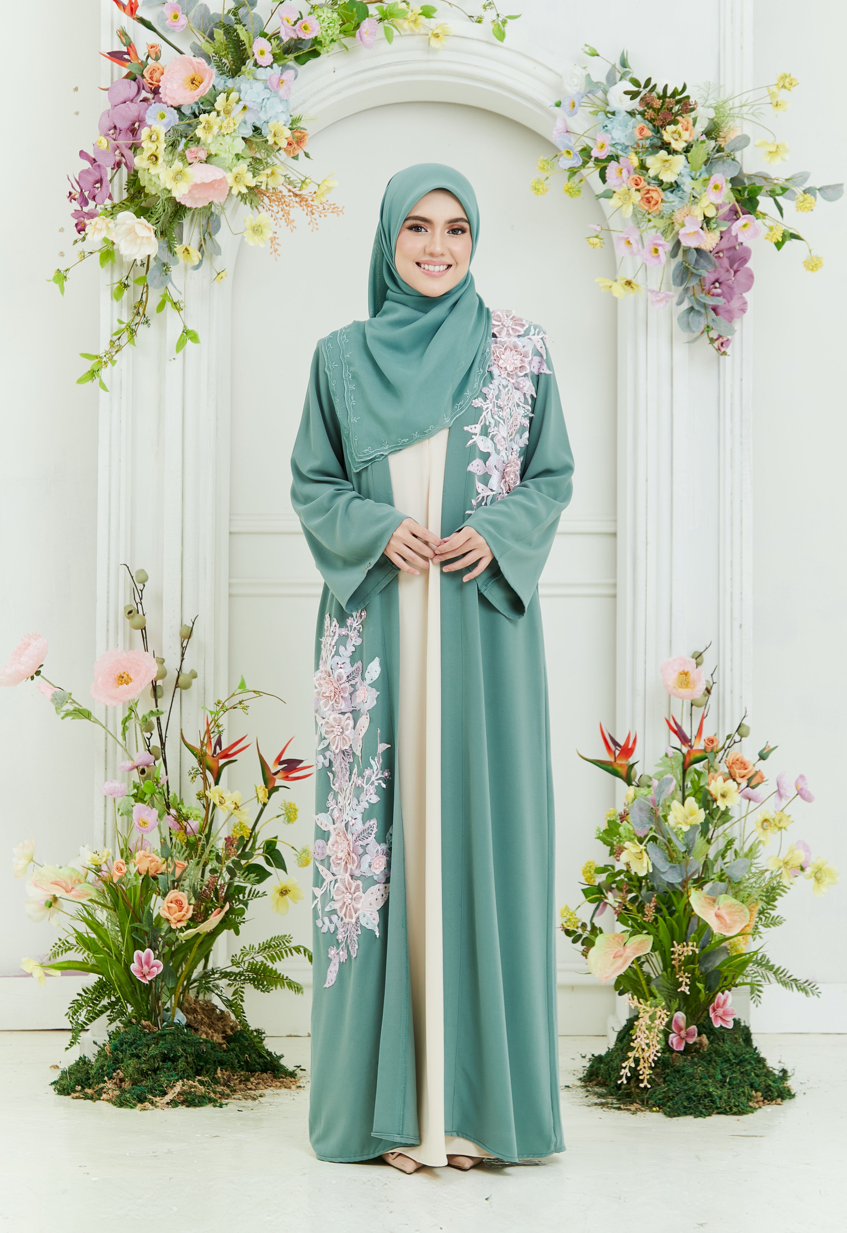 KHADEEJA ABAYA - PASTEL TURQUOISE