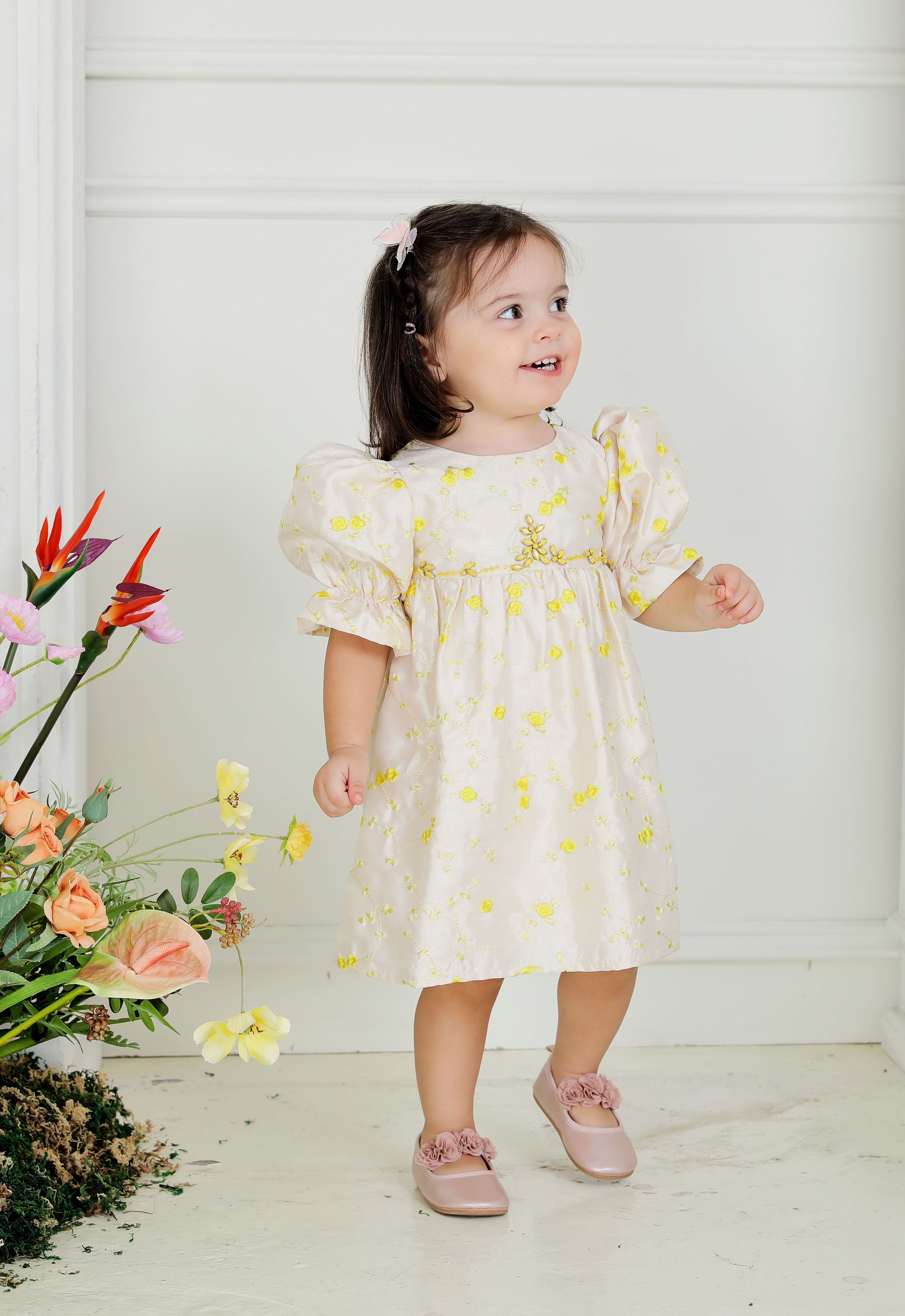 BELINDA LUXE BABY DRESS - CREAM YELLOW