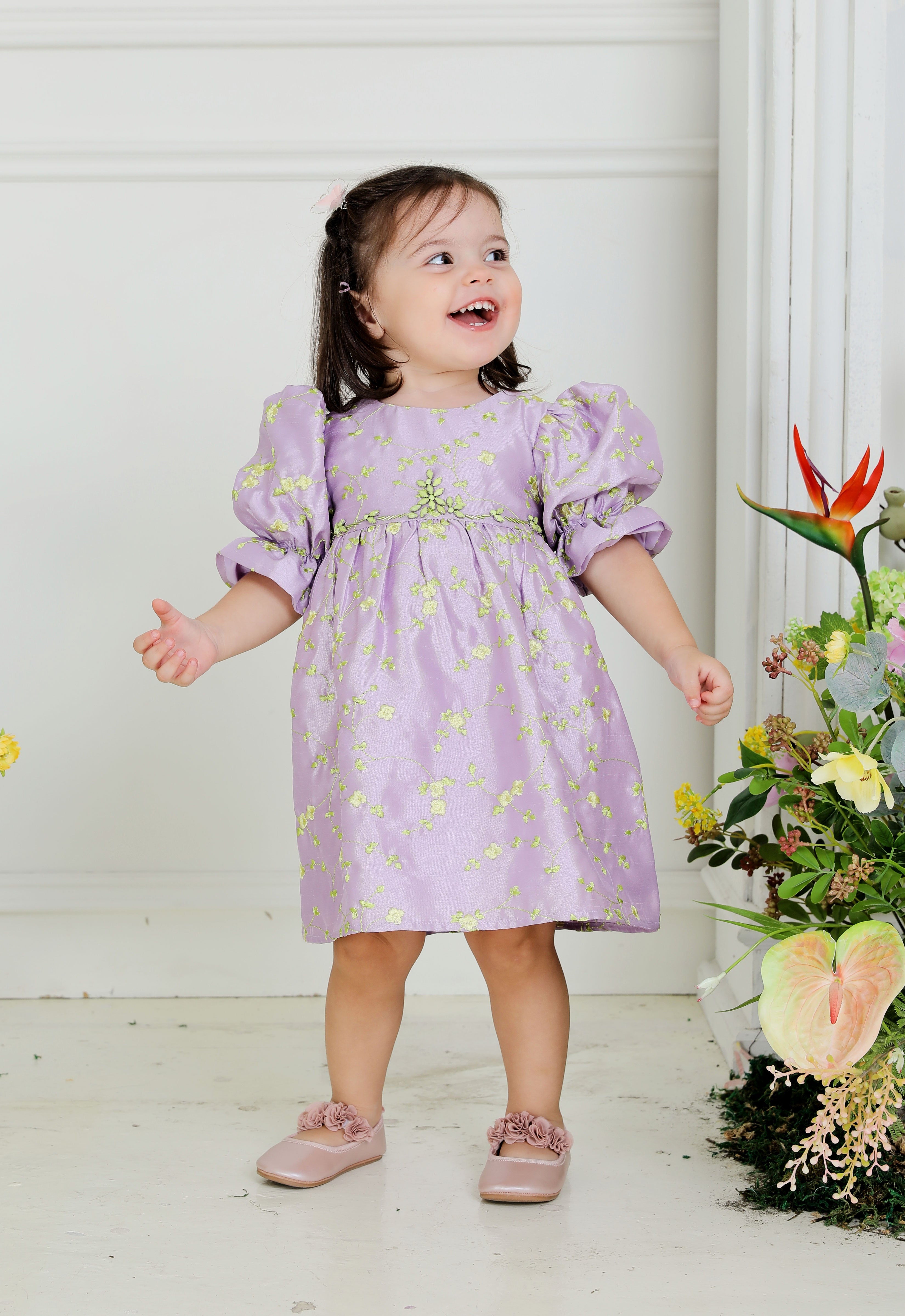 BELINDA LUXE BABY DRESS - PURPLE YELLOW