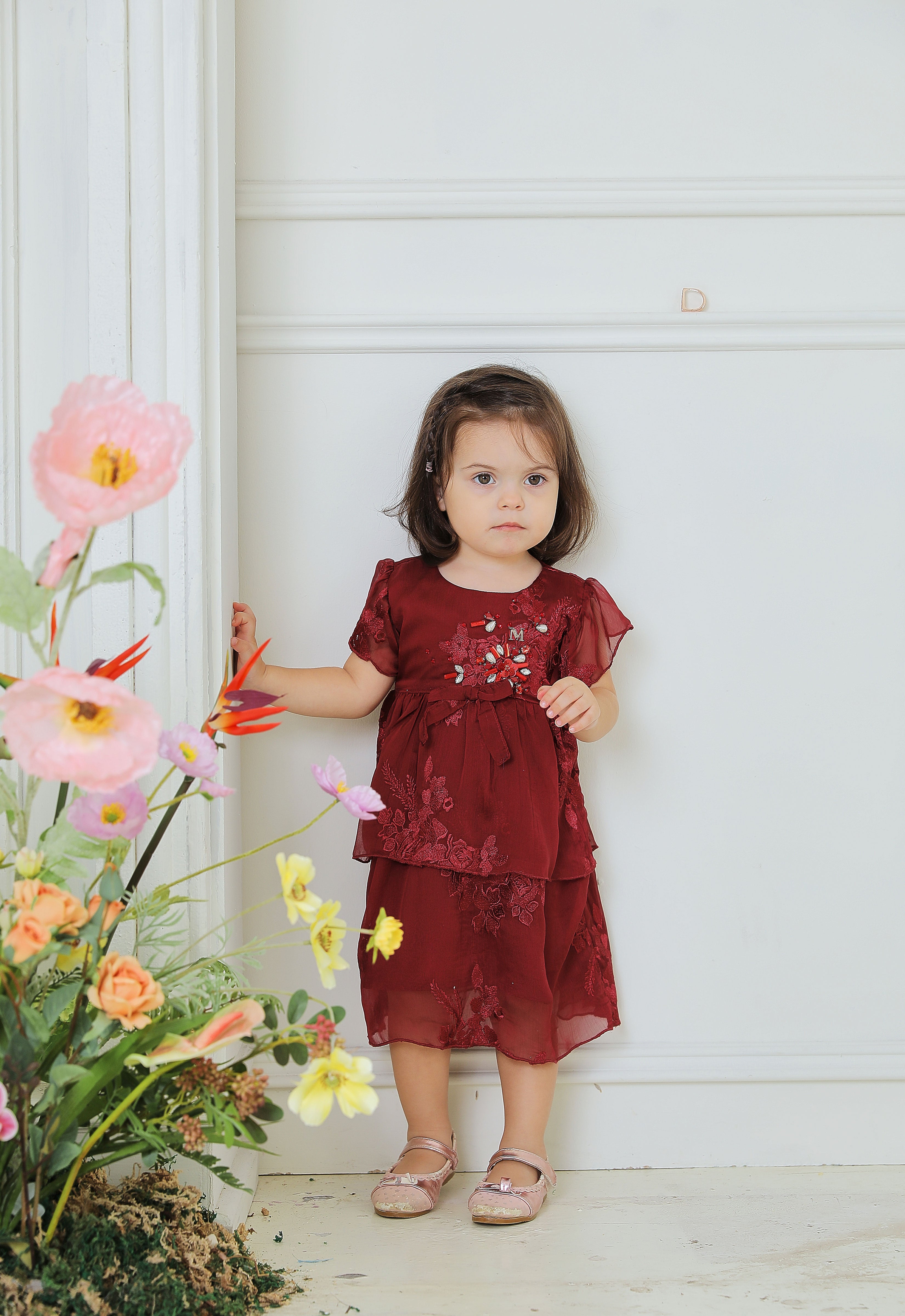 DARLA BABY DRESS - MAROON
