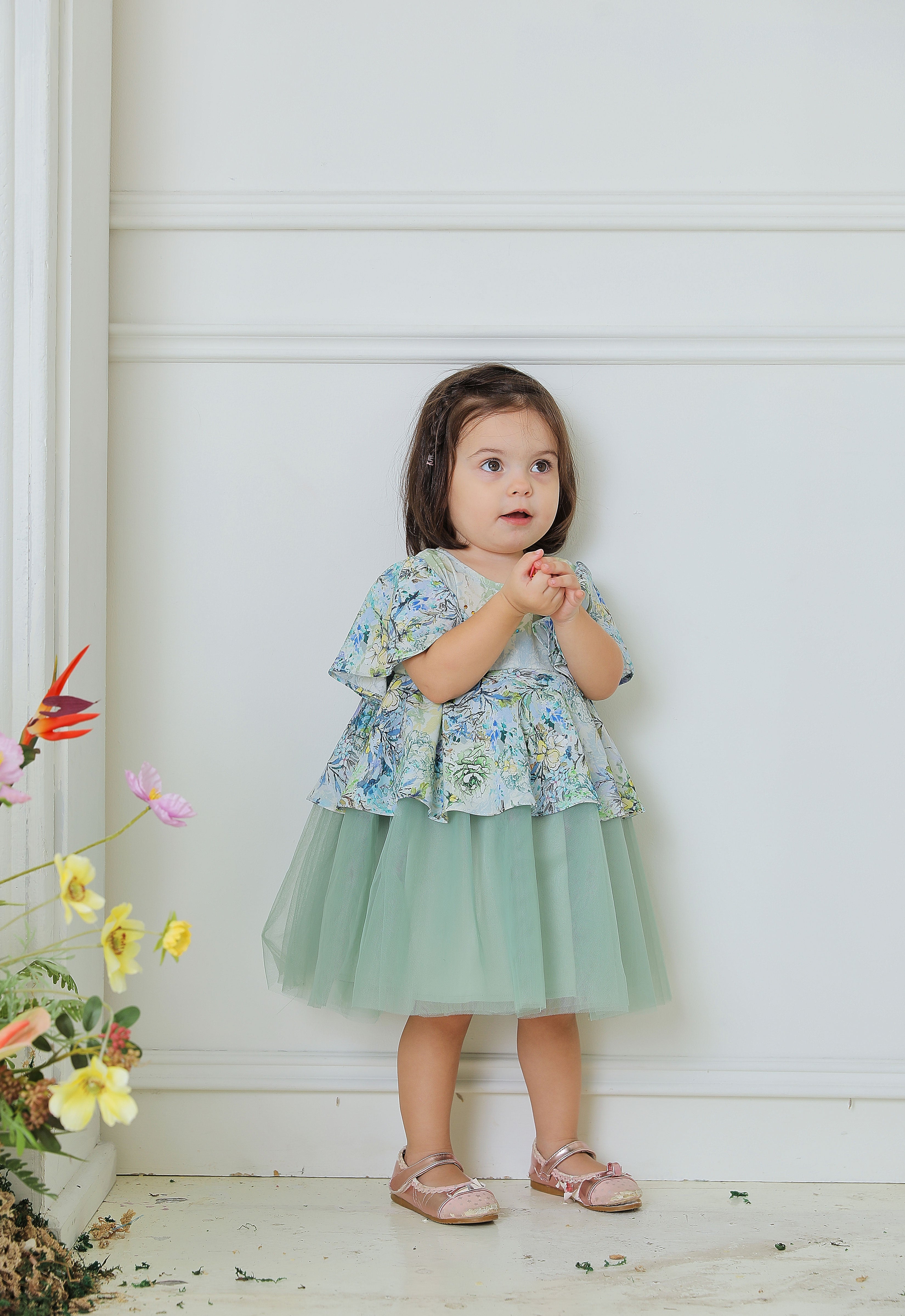 DEENARA BABY DRESS - SAGE GREEN