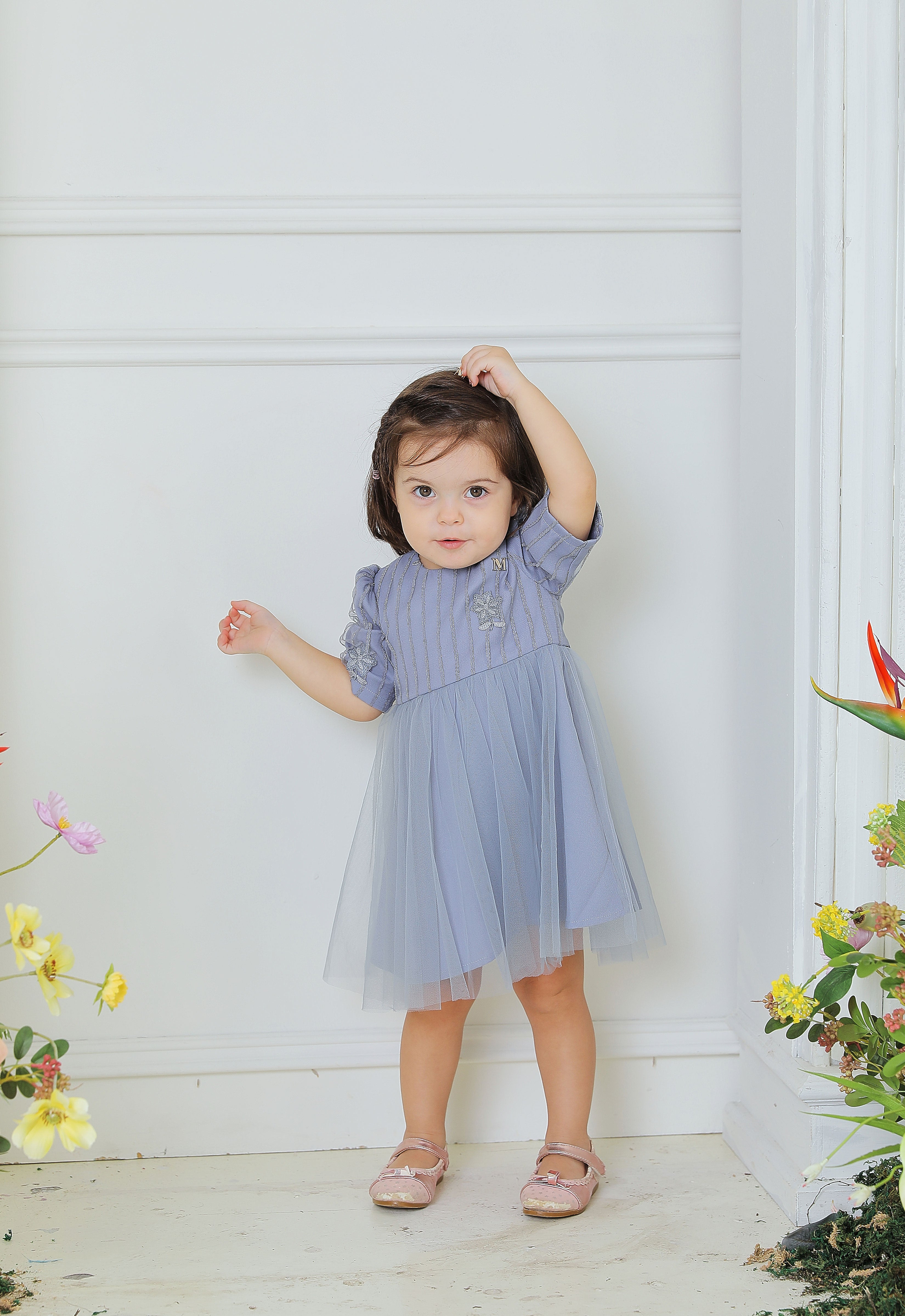 DIAN LUXE BABY DRESS - COLONY BLUE