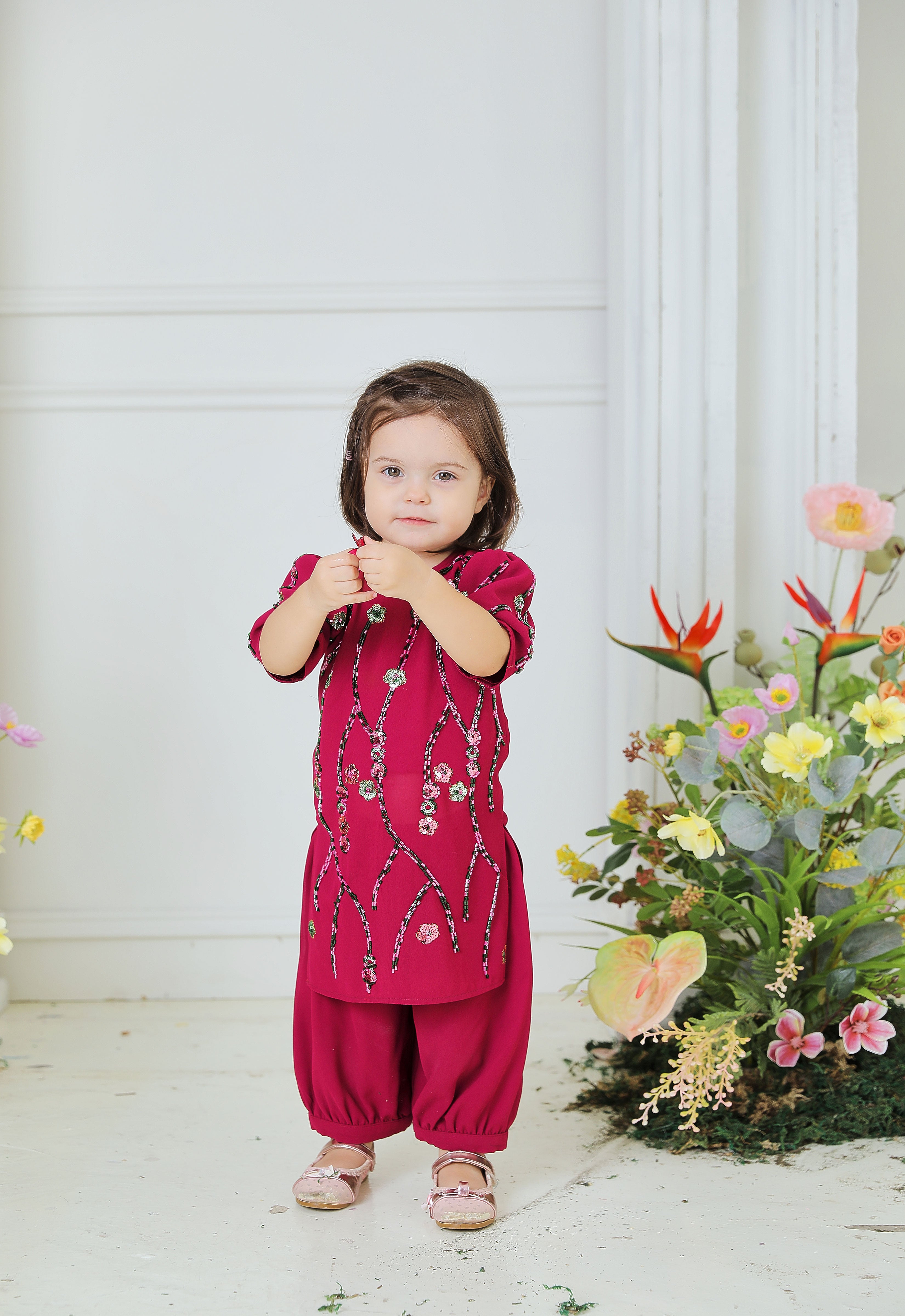 WAFIYAA SUPER LUXE BABY DRESS - MAGENTA