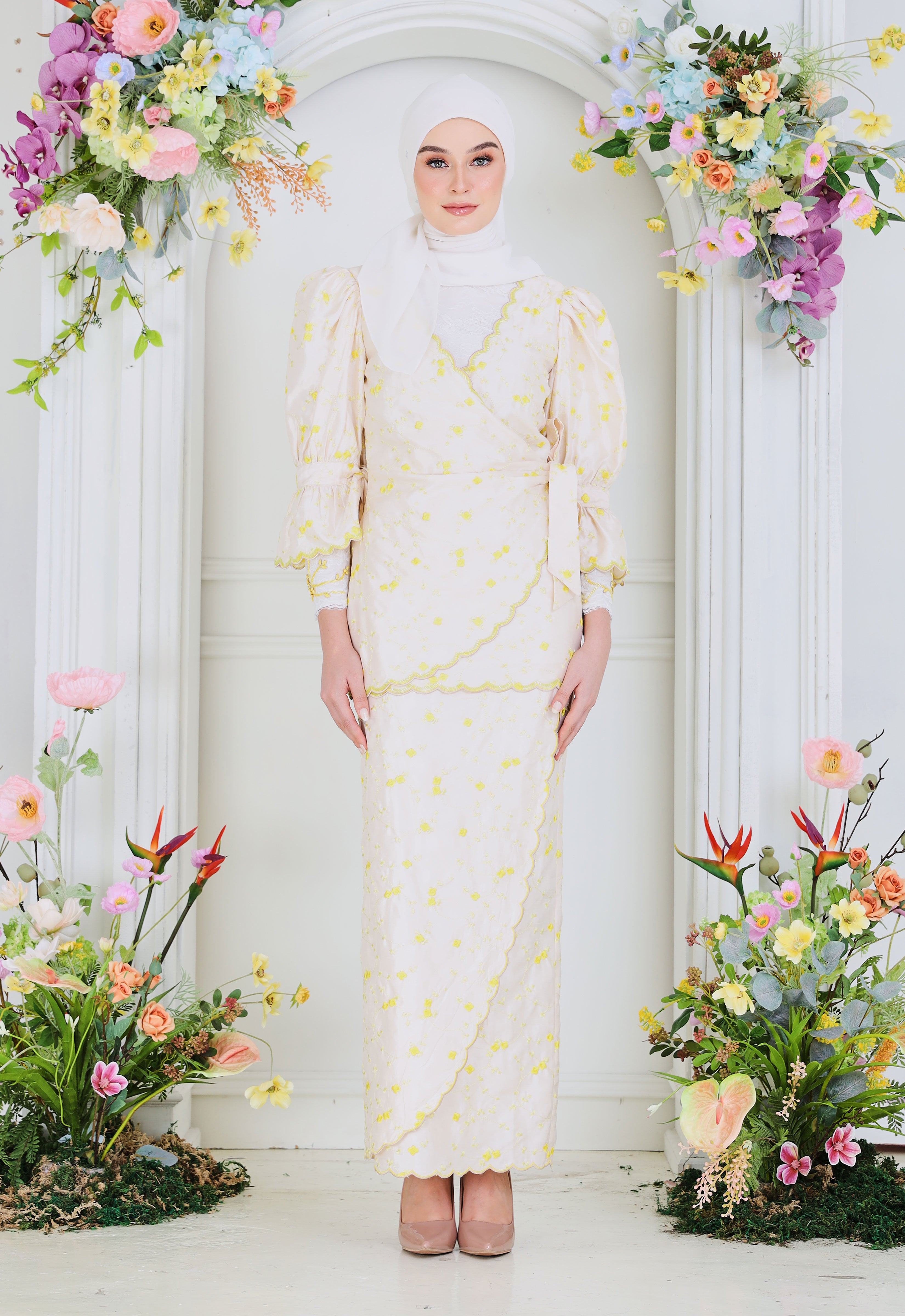 BELINDA LUXE DRAPPED KURUNG - CREAM YELLOW