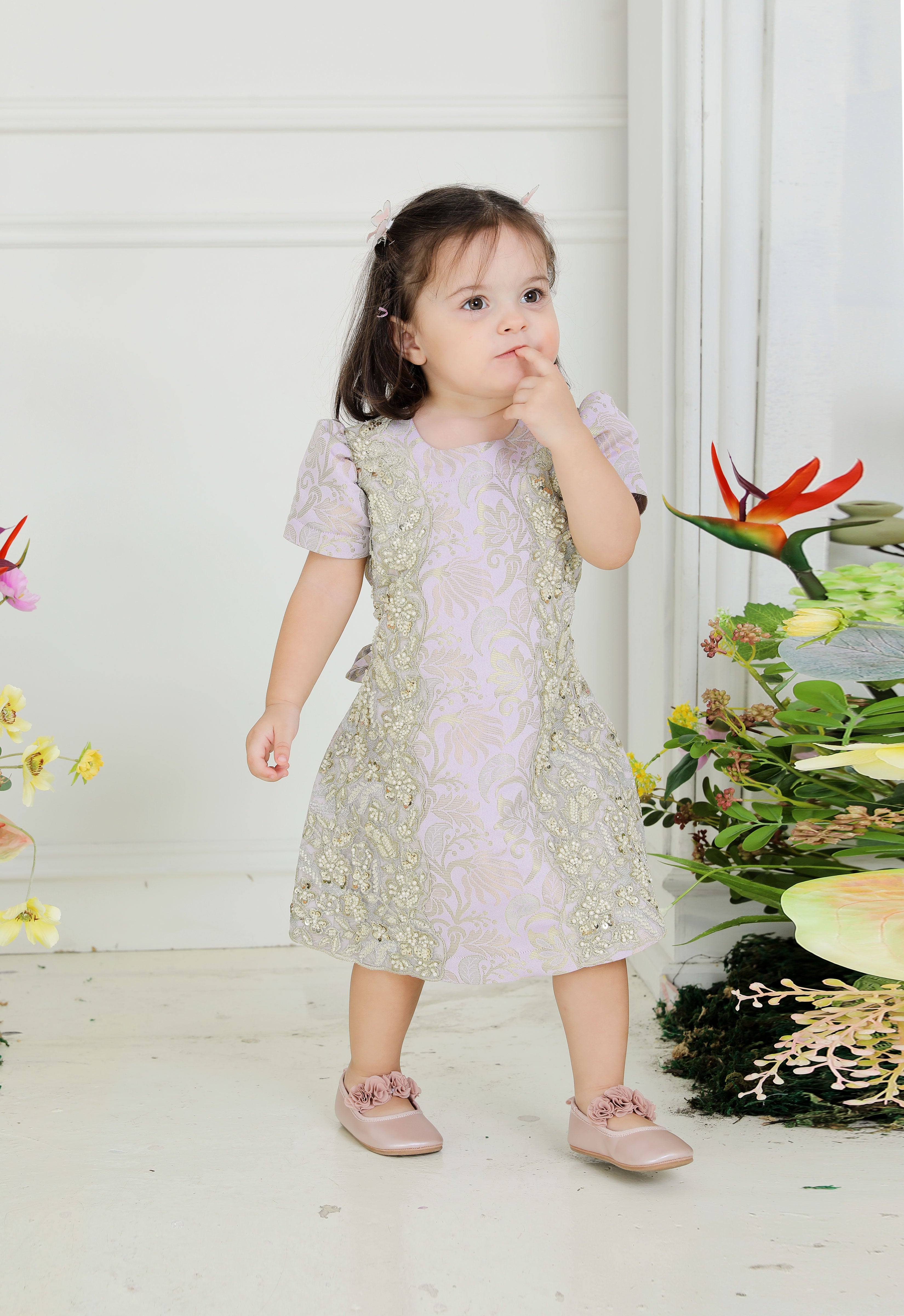 CHE AZIZAH LUXE BABY DRESS - PURPLE GREEN