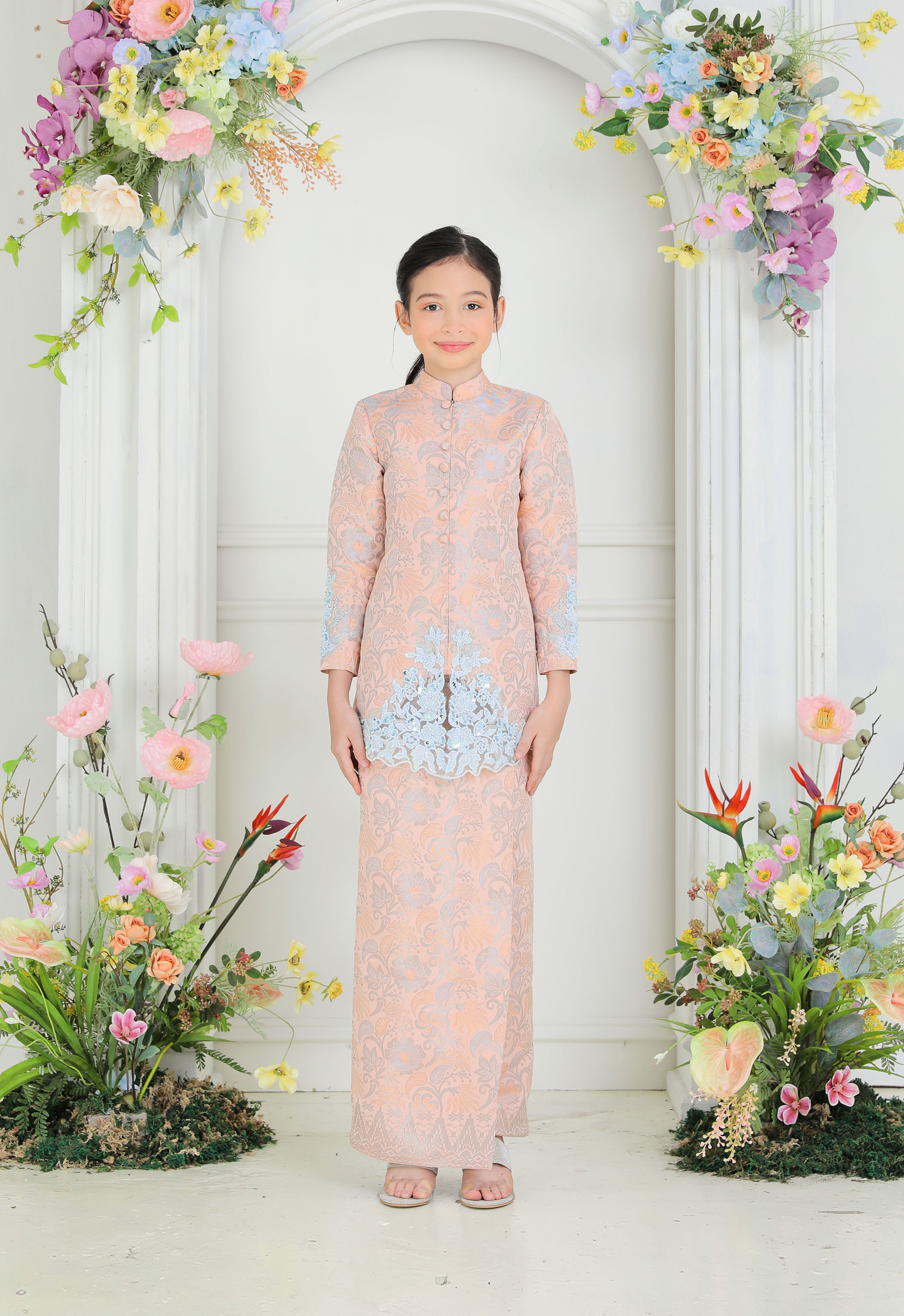 CHE AZIZAH LUXE KIDS KEBAYA - PINK BLUE