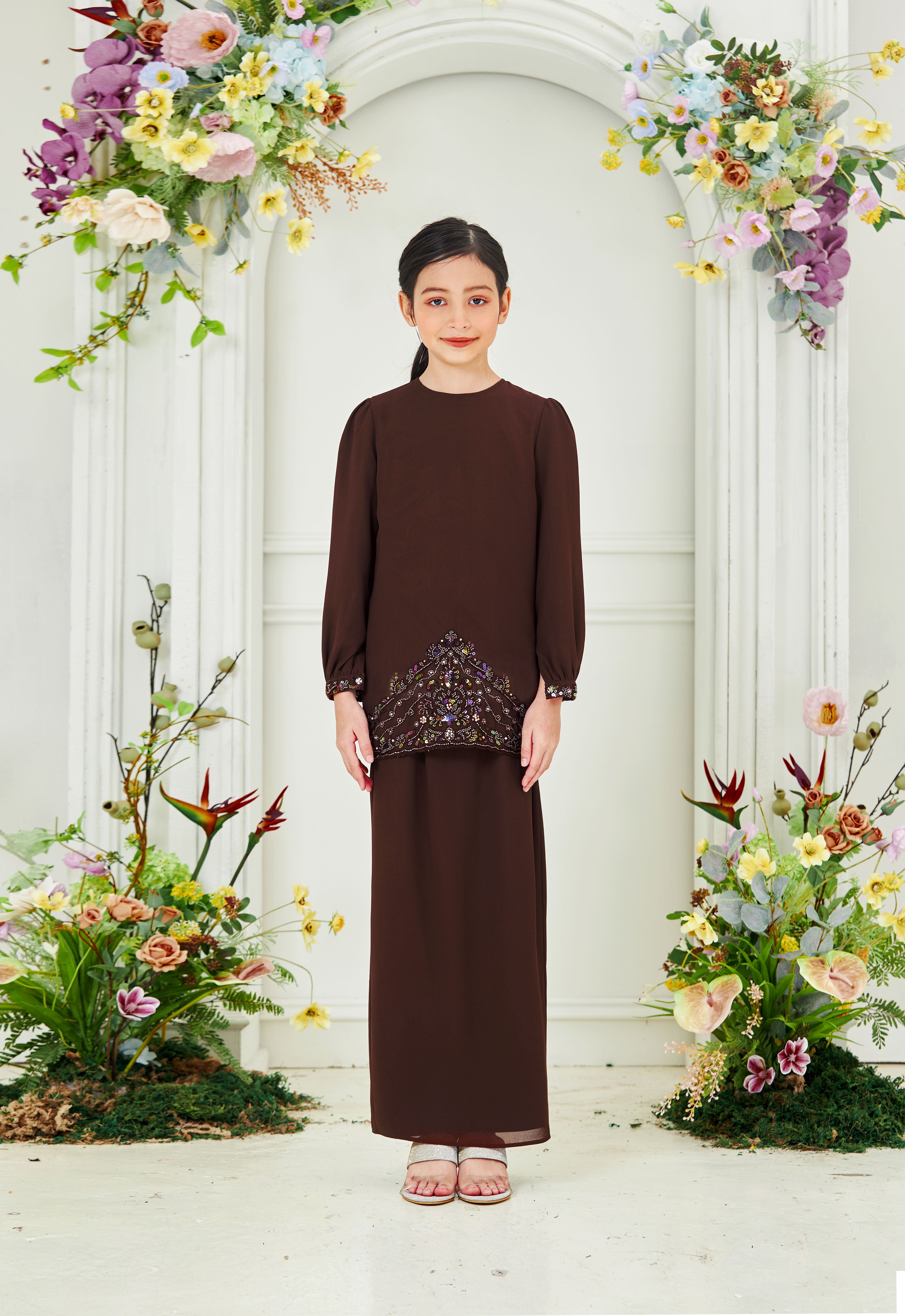 AISYAA LUXE KIDS KURUNG - DARK BROWN