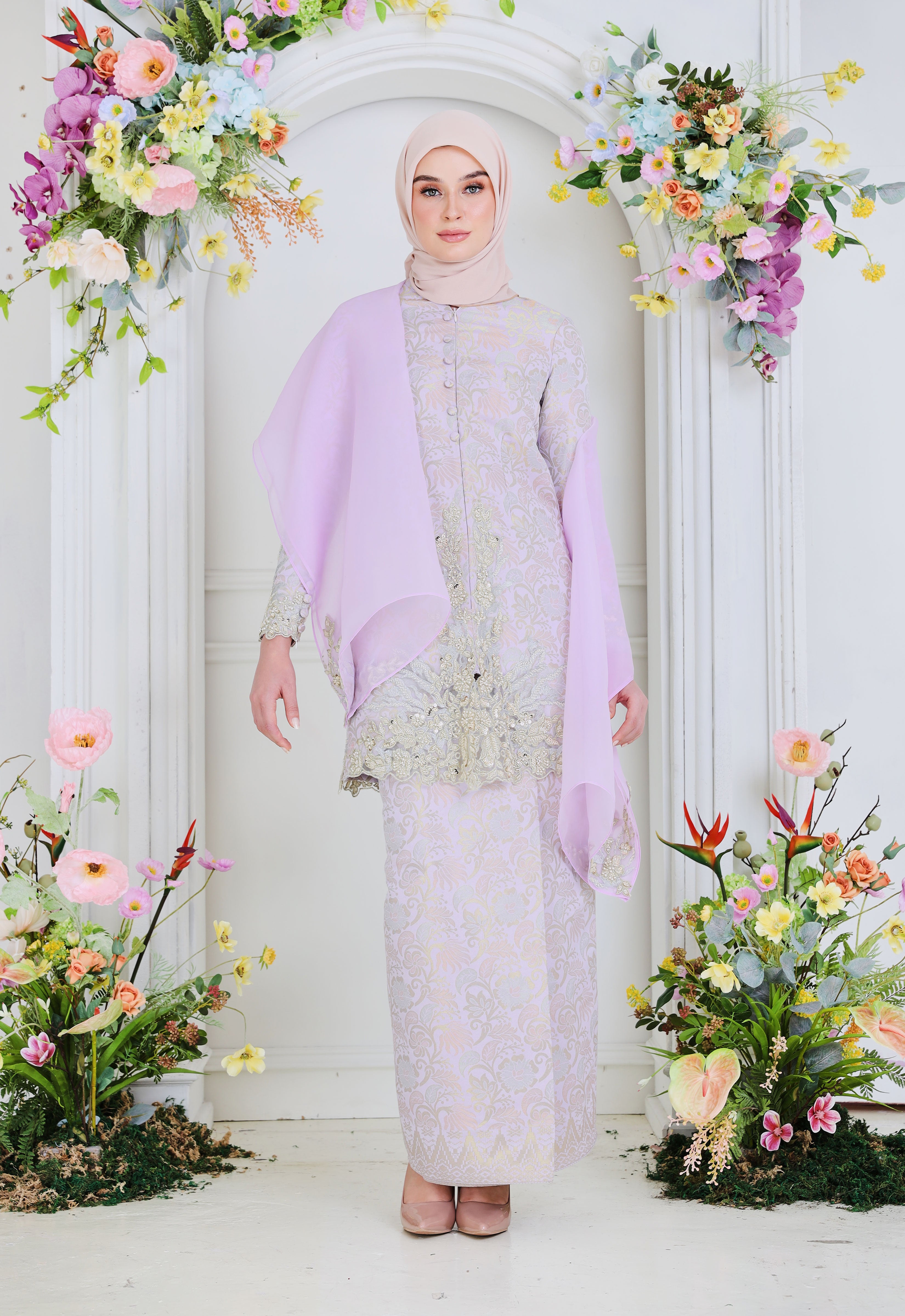 CHE AZIZAH LUXE KEBAYA - PURPLE GREEN