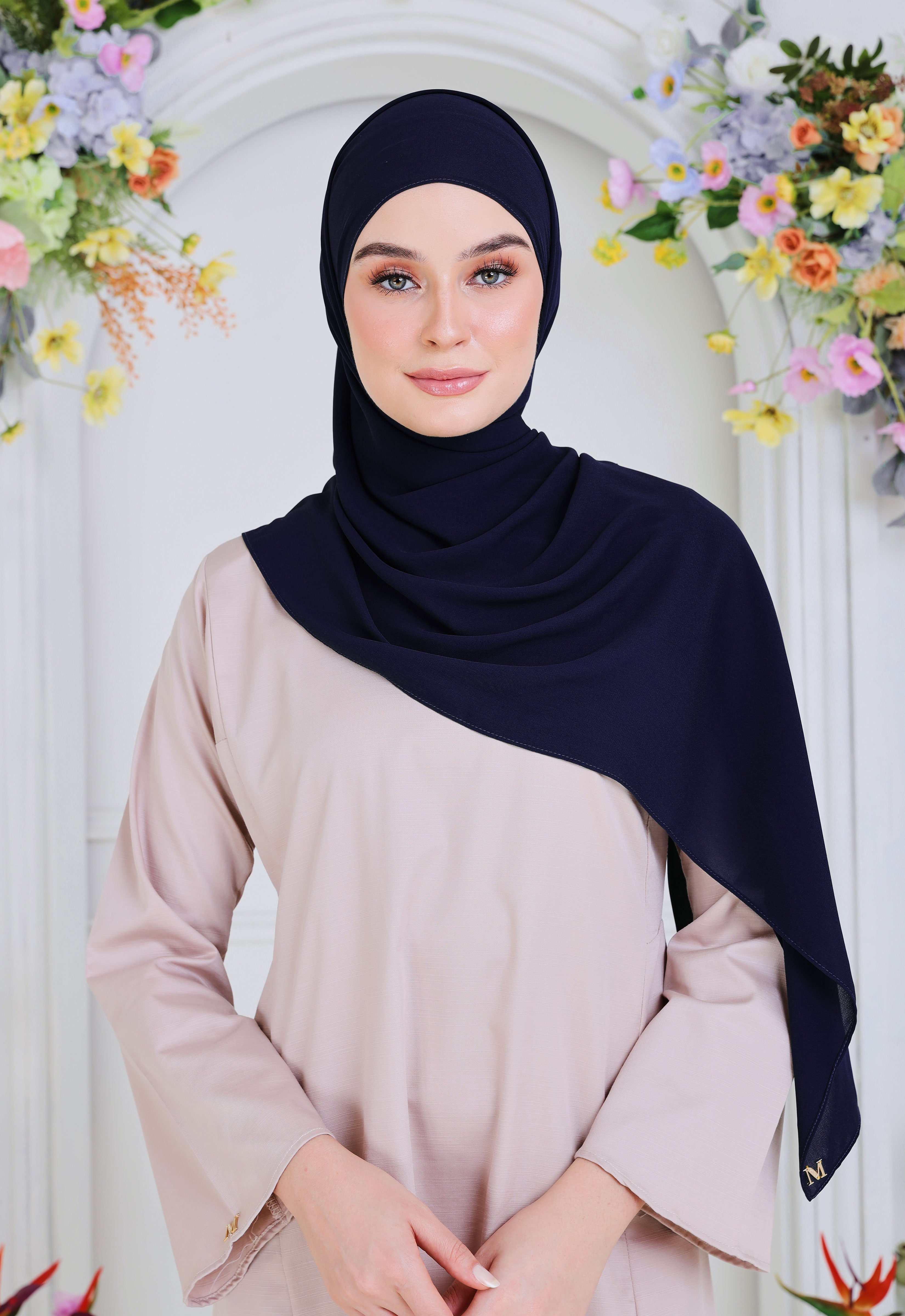 BASIC PLAIN SHAWL - DARK BLUE