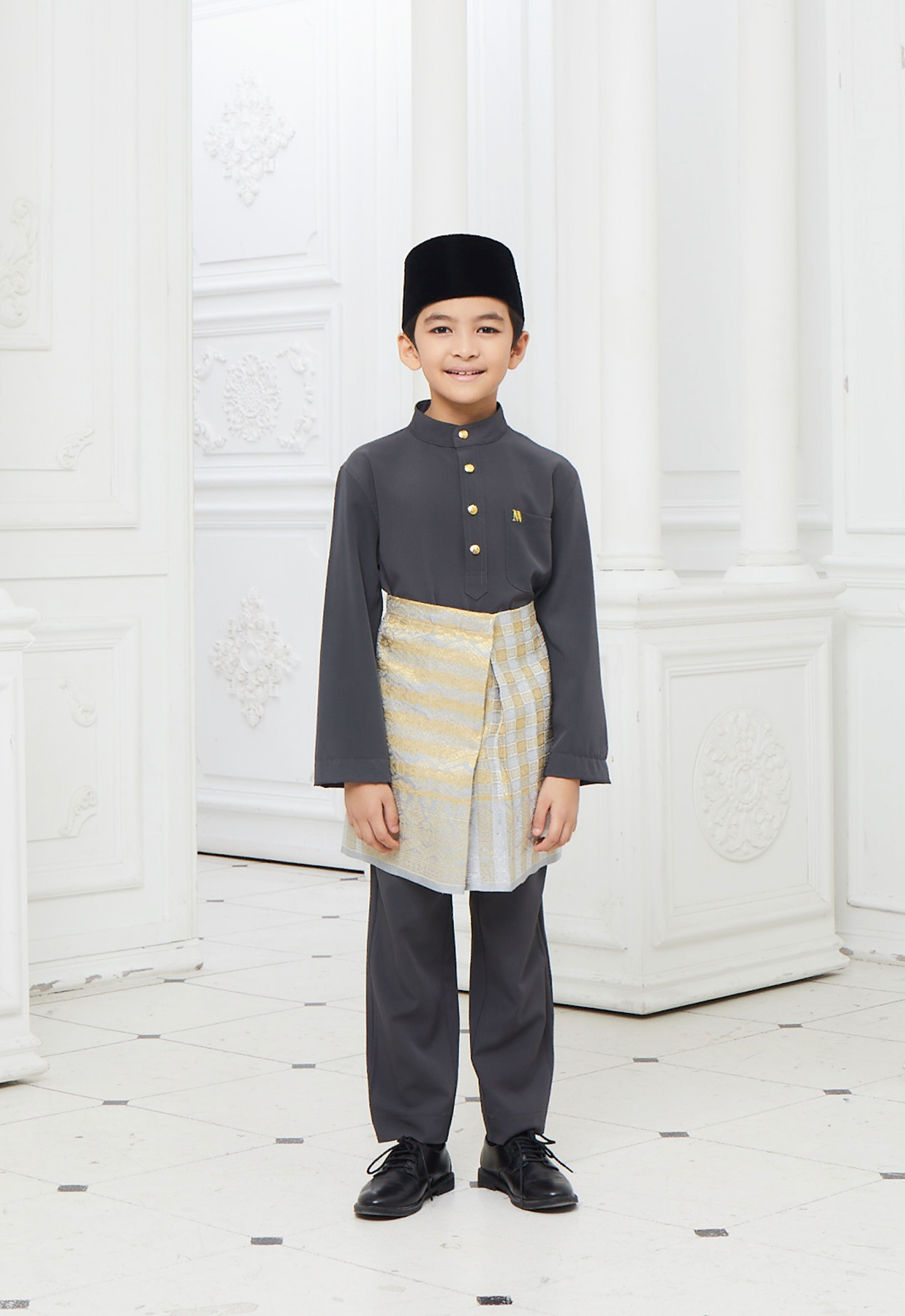 BAJU MELAYU KIDS - DARK GRAY