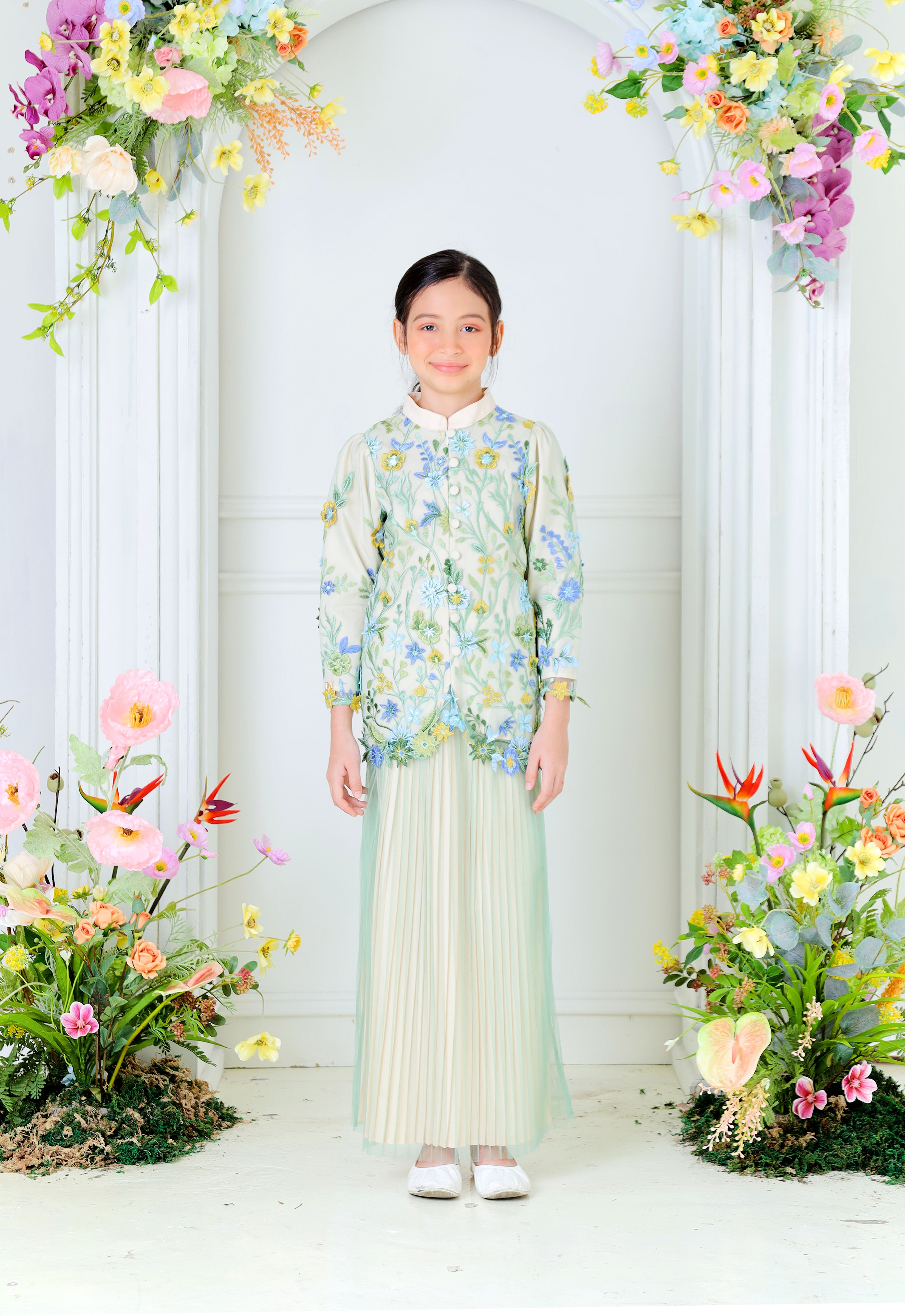 ELVINA LUXE KIDS MINI KURUNG - GREEN