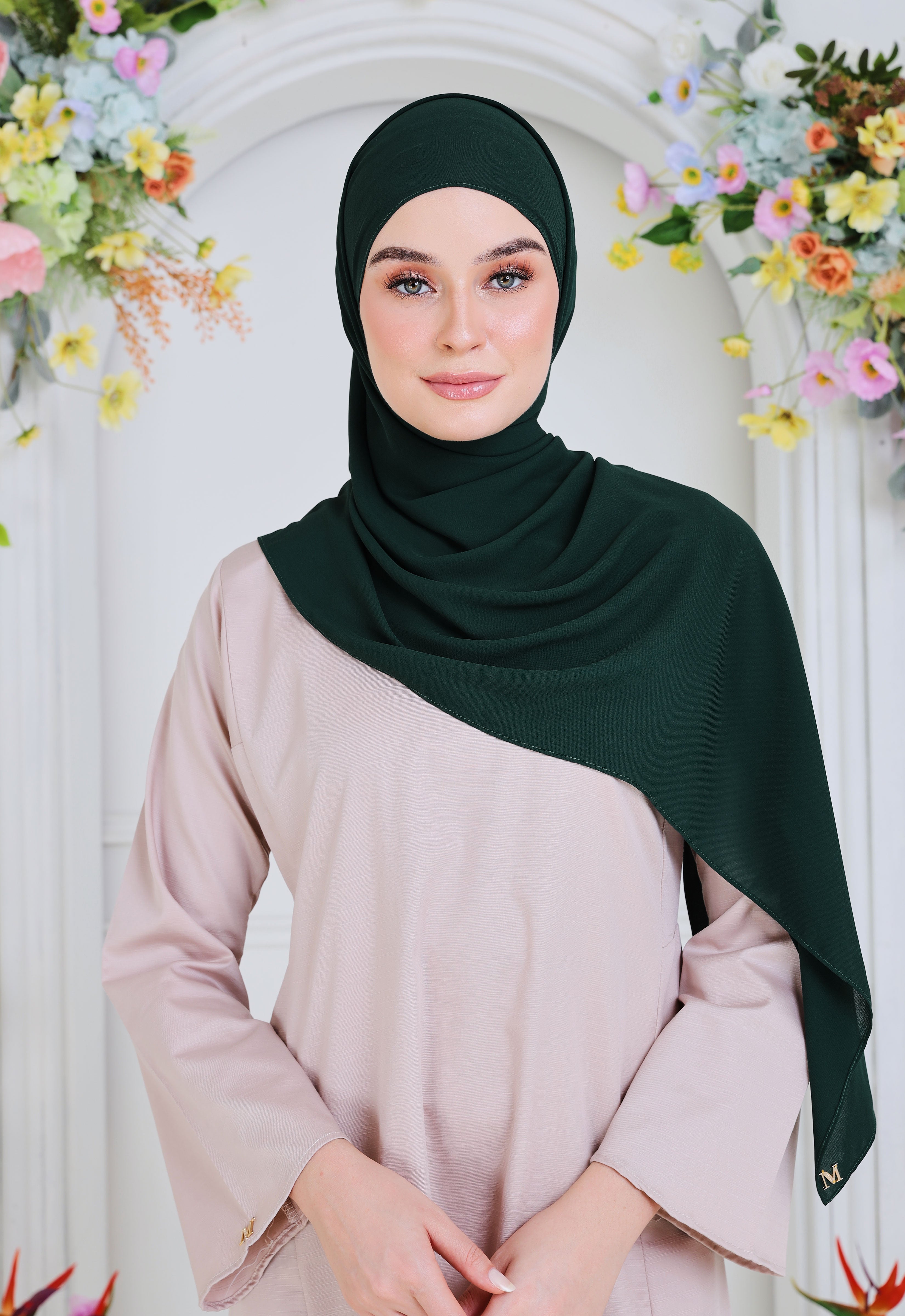 BASIC PLAIN SHAWL - EMERALD GREEN