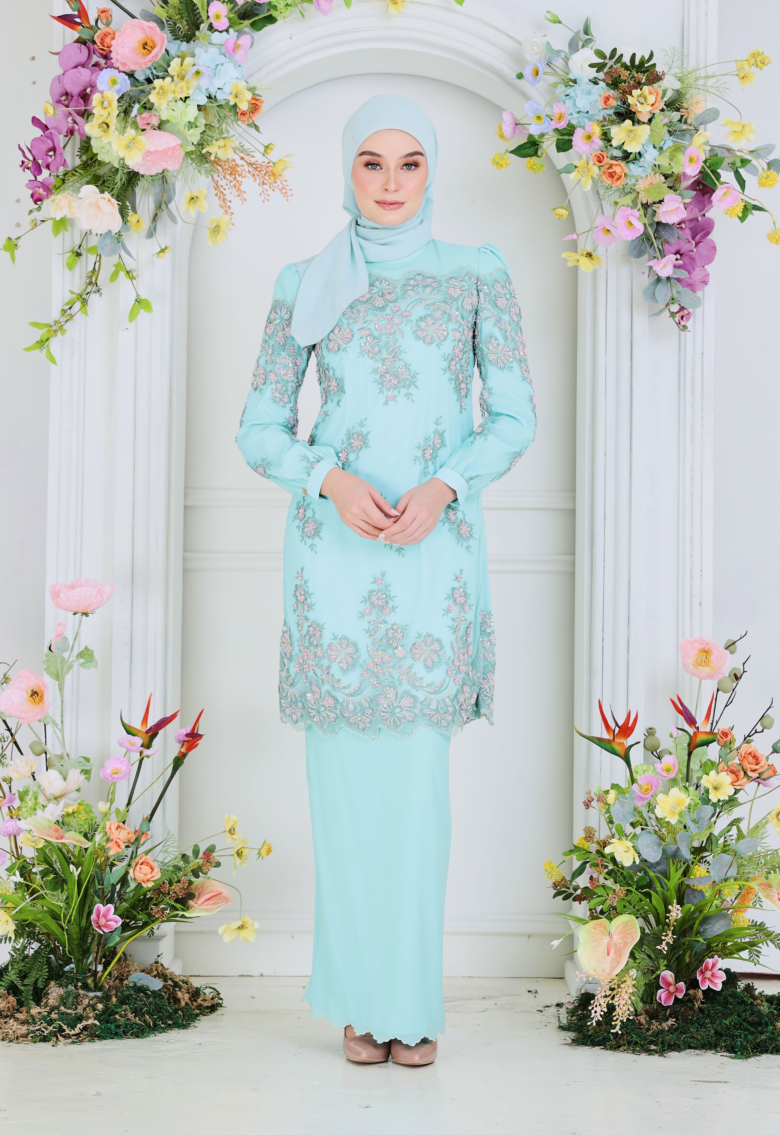 ERYNA LUXE KURUNG - PASTEL TURQOUISE