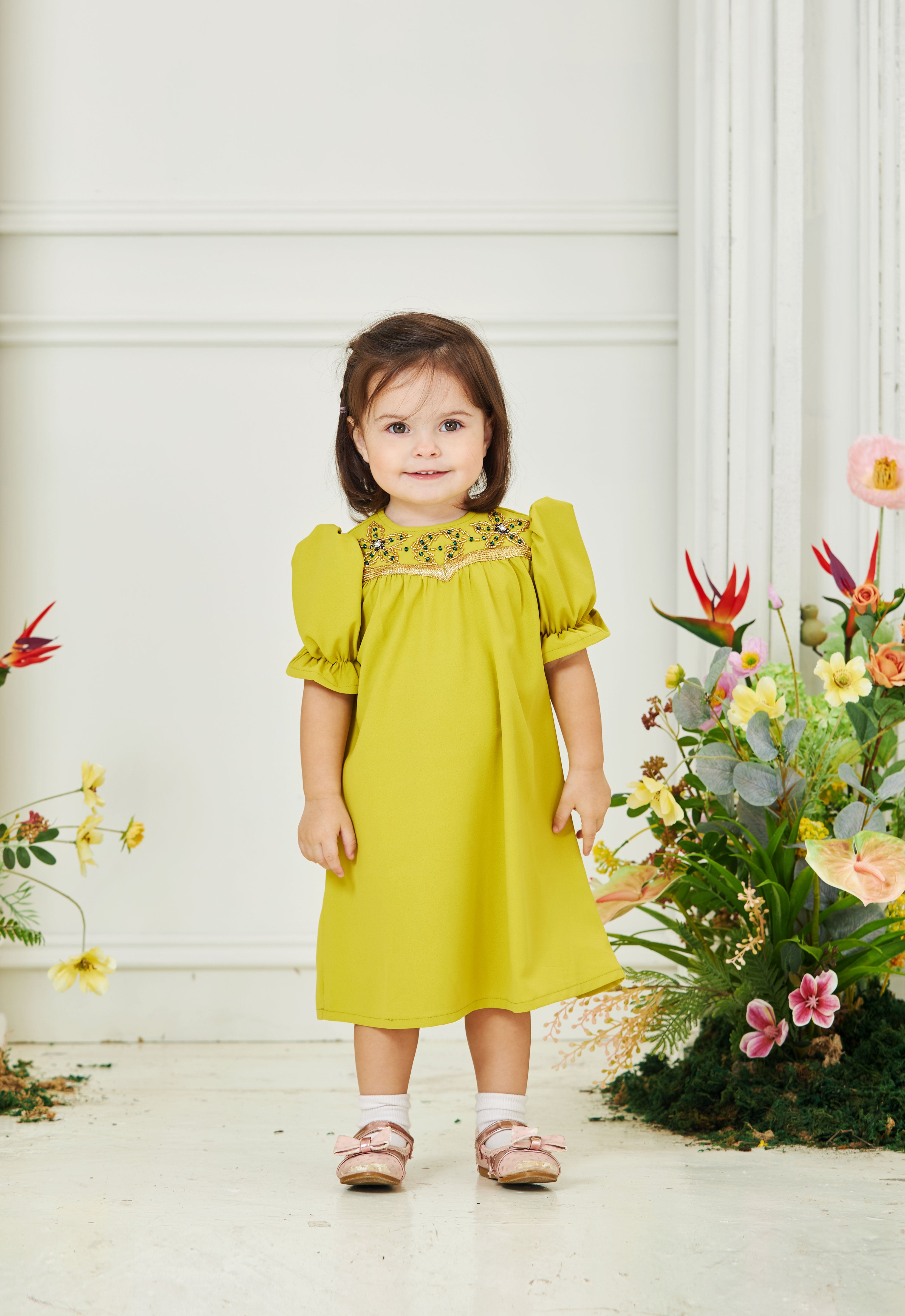 HUMAYRA BABY DRESS - GREEN
