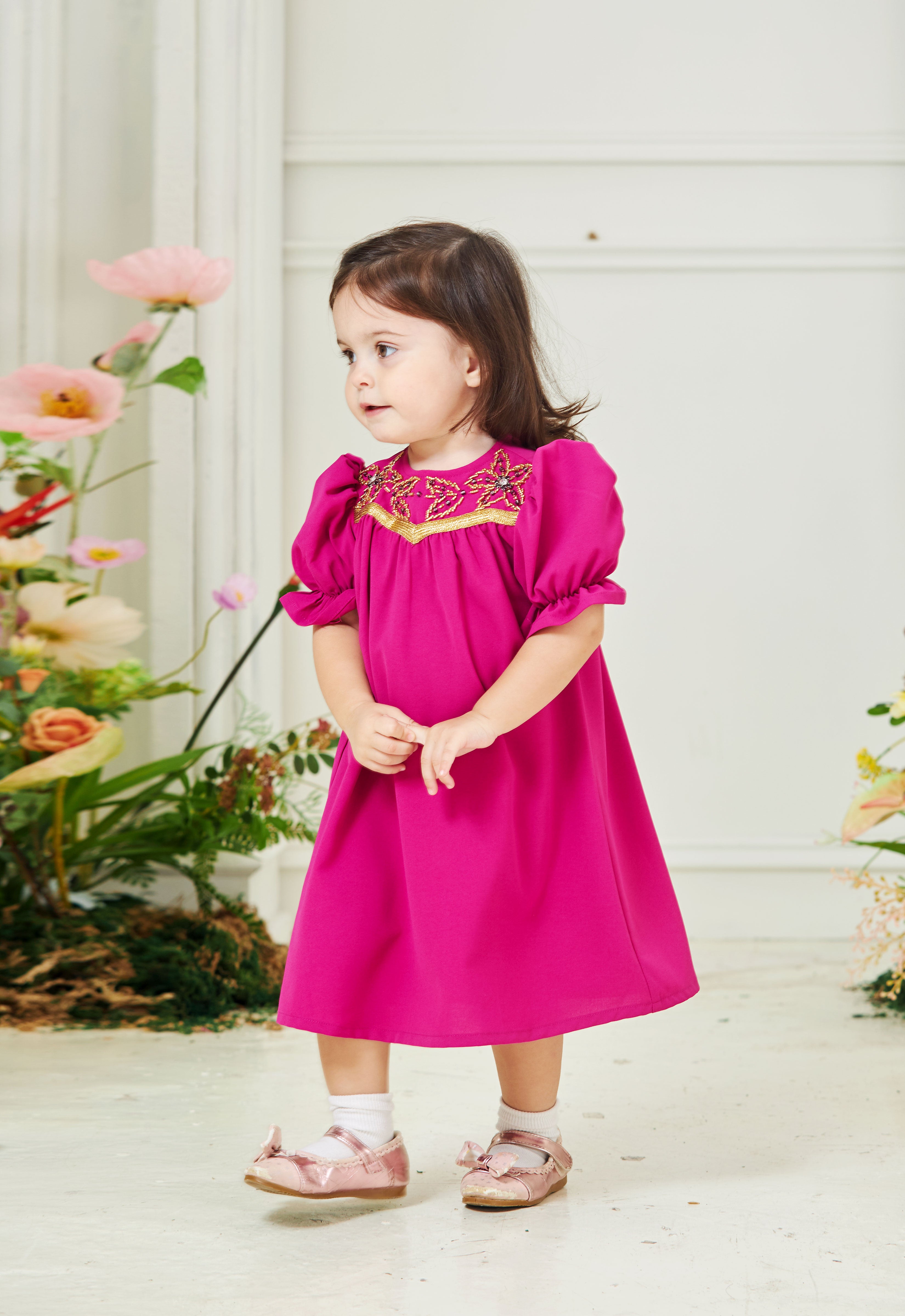 HUMAYRA BABY DRESS - MAGENTA
