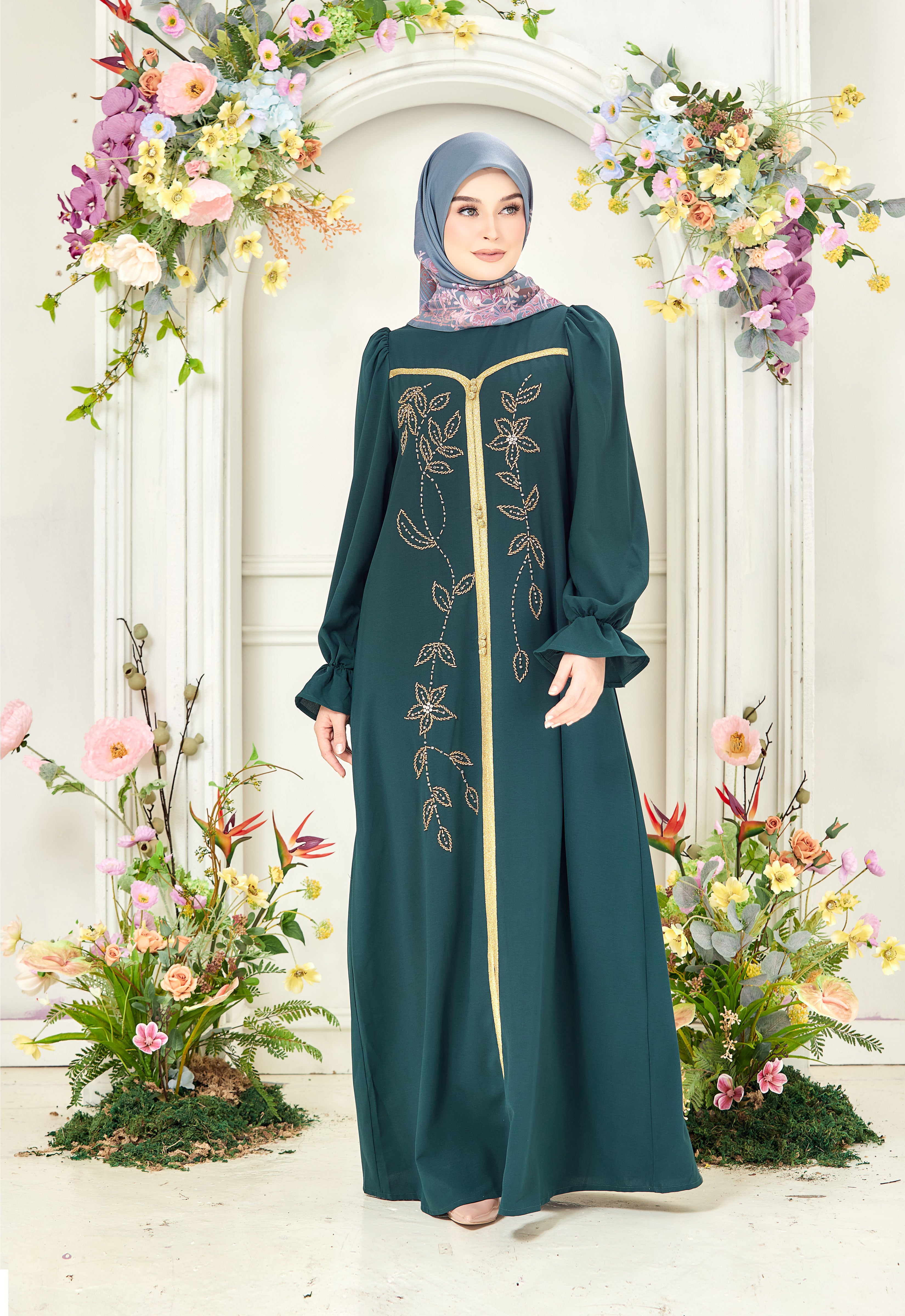 HUMAYRA ABAYA - EMERALD GREEN