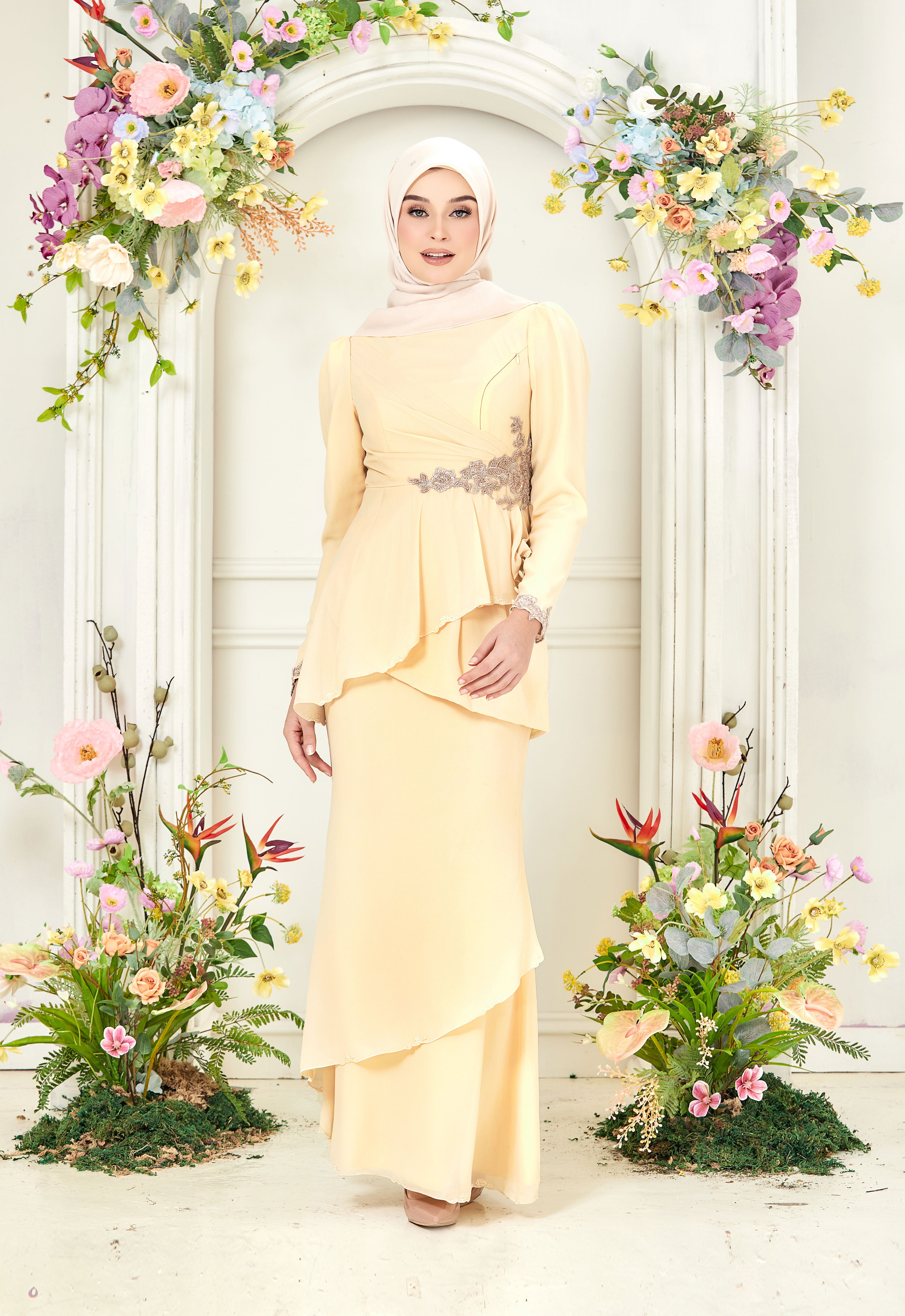 AYLEEN RUFFLE KURUNG - SOFT YELLOW