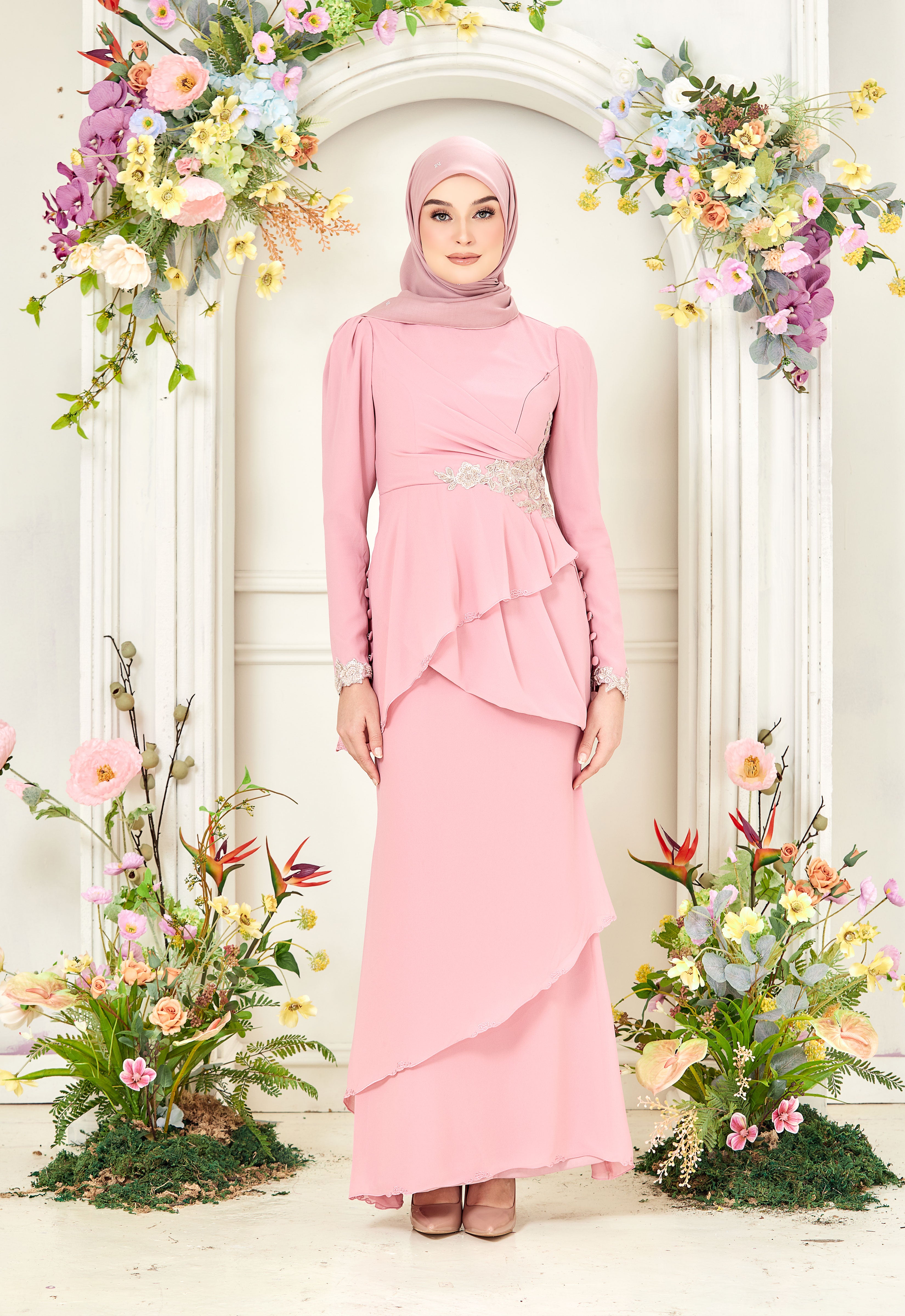 AYLEEN RUFFLE KURUNG - CANDY PINK
