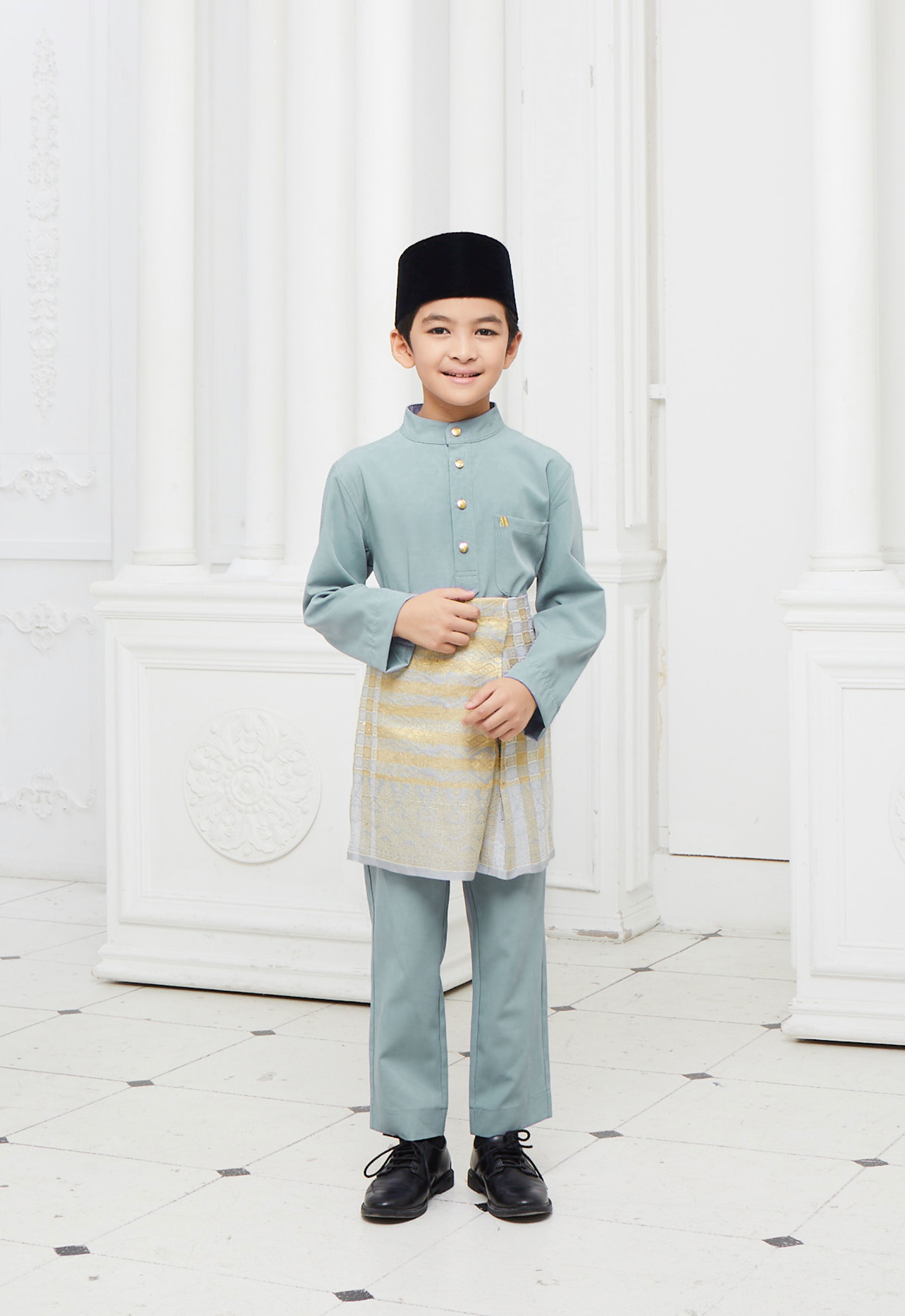 BAJU MELAYU KIDS - BLUE GRAY