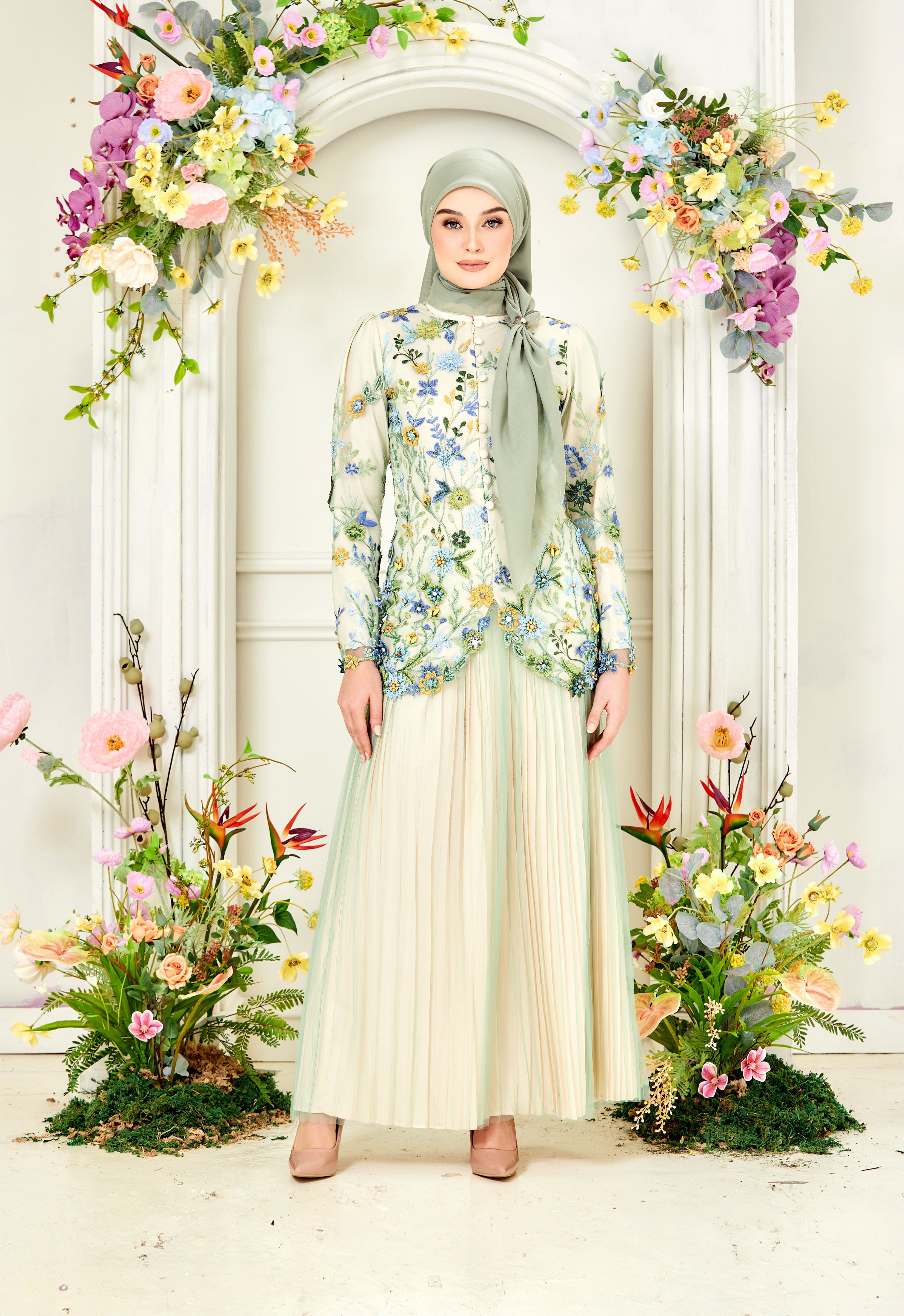 ELVINA LUXE MINI KURUNG - GREEN
