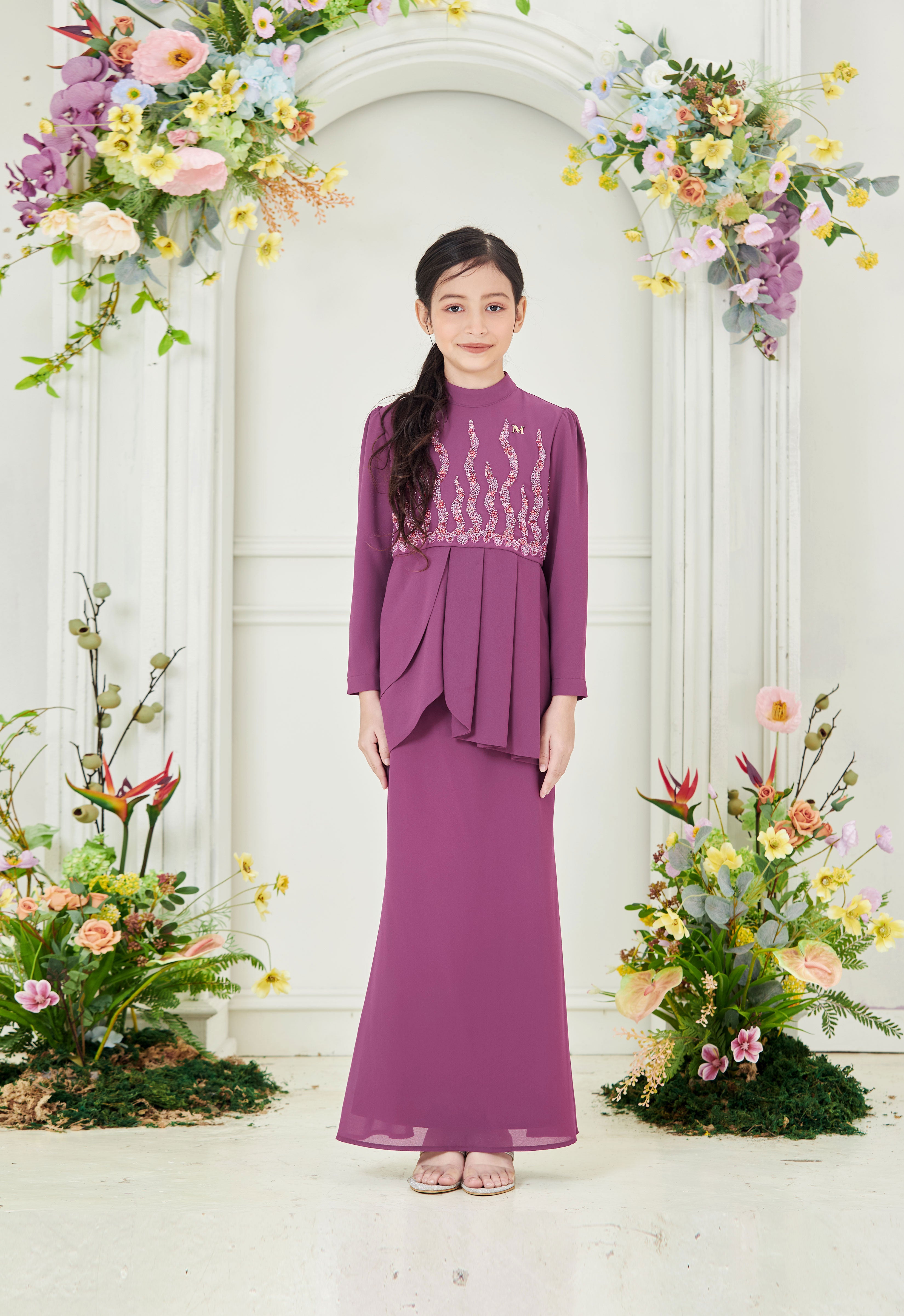 NAYLAA LUXE KIDS MINI KURUNG - MAGENTA
