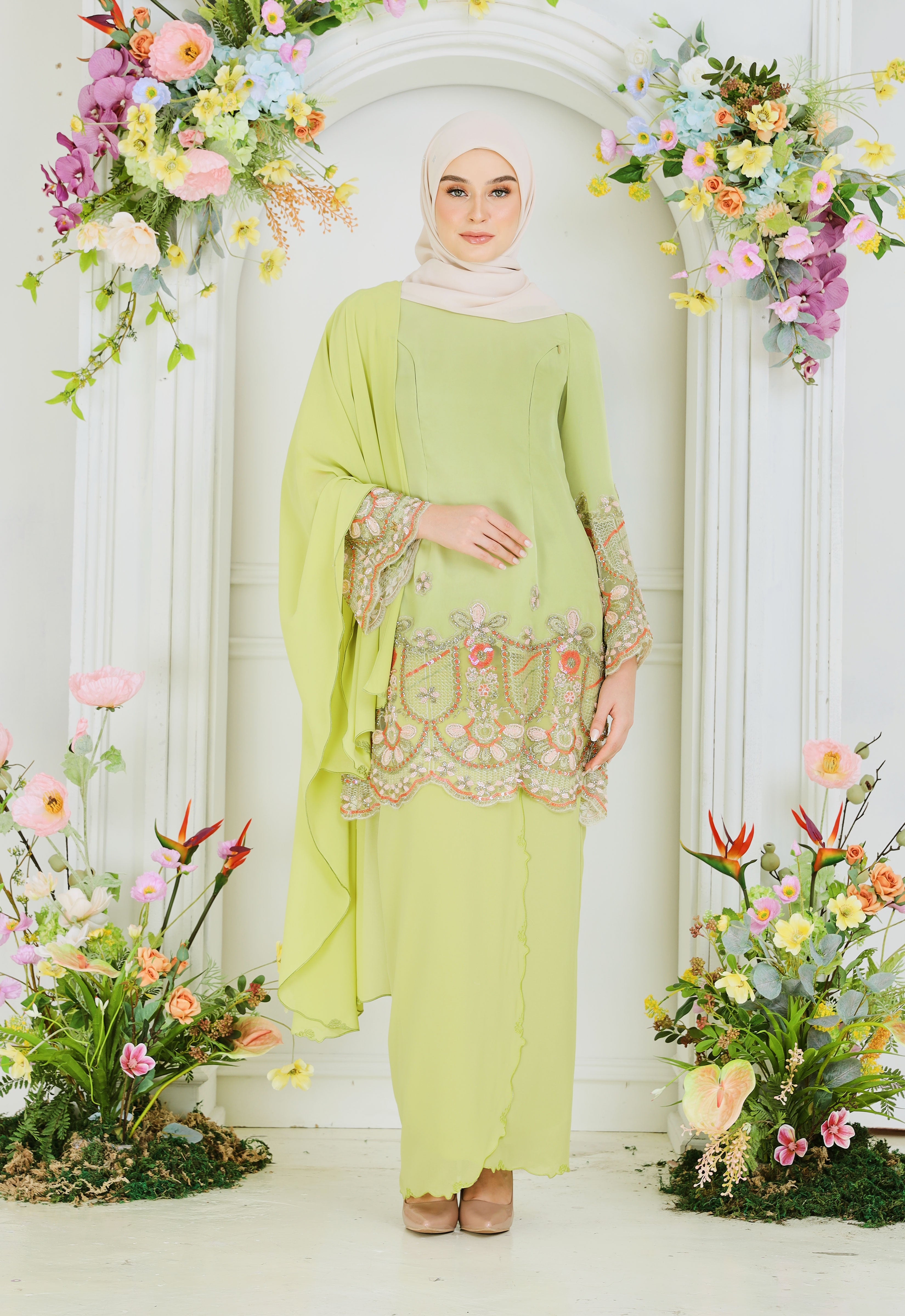 NOURA SUPER LUXE KURUNG - MOSS GREEN