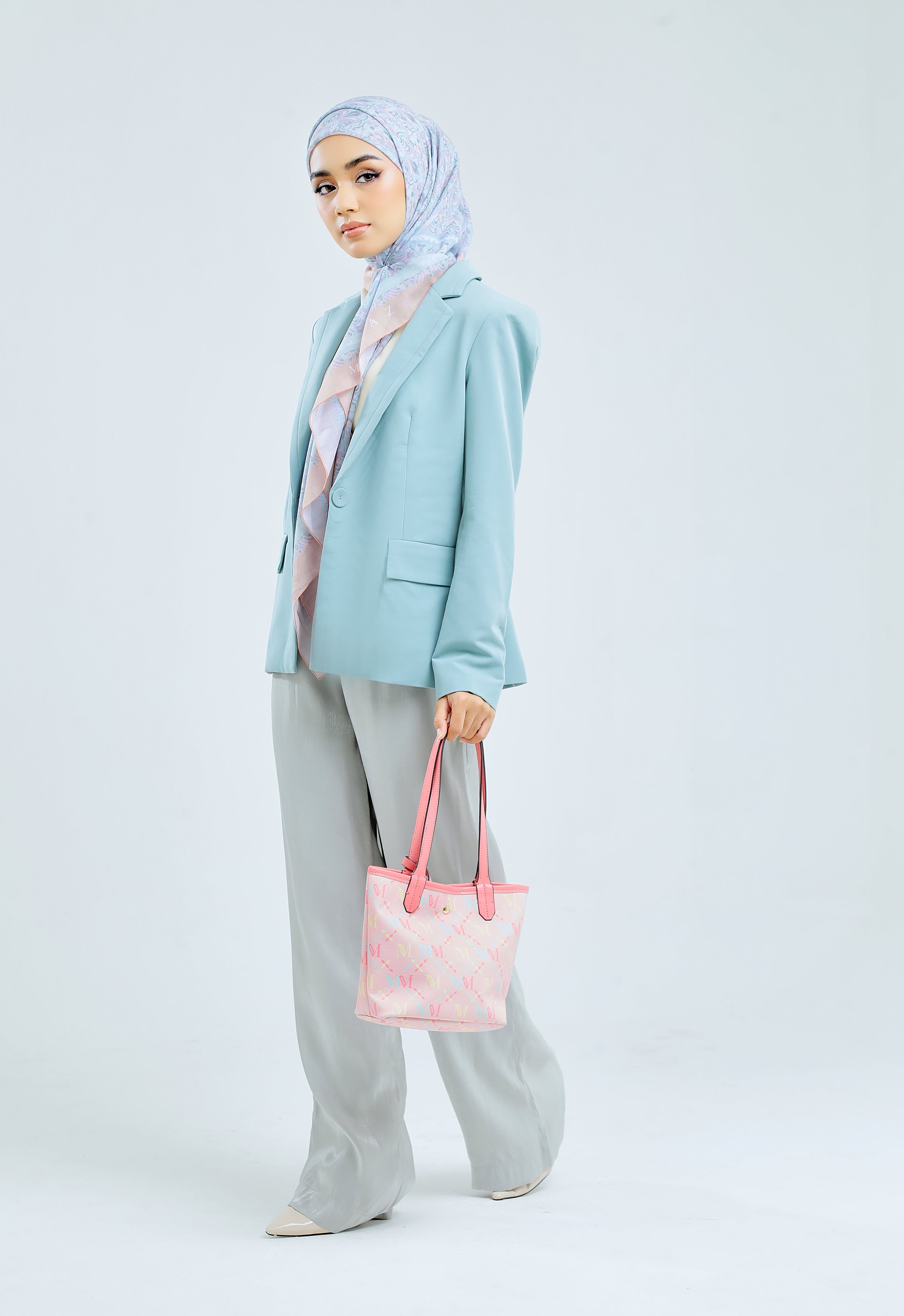 ARYA MONOGRAM TOTE BAG - DUSTY PINK