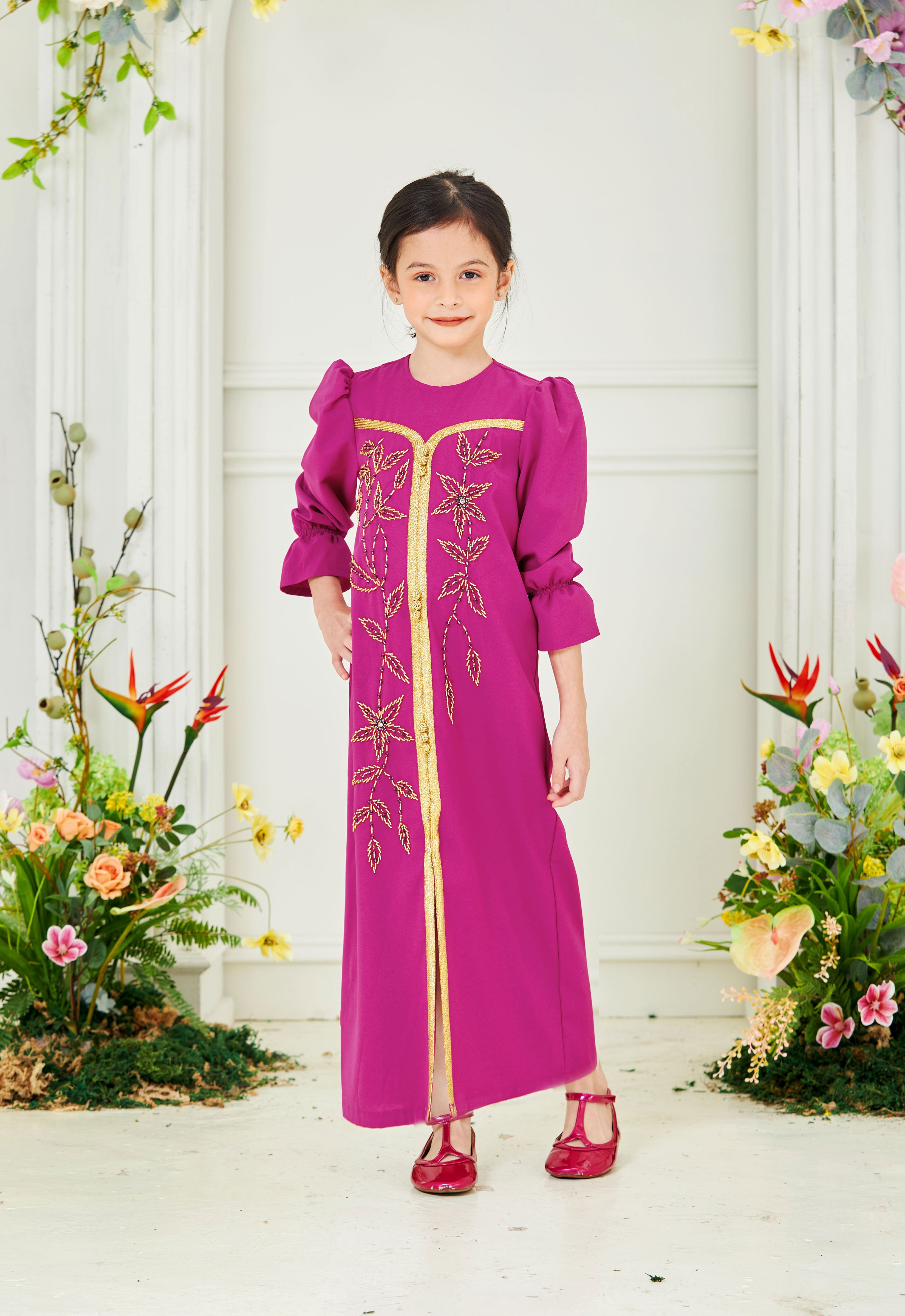 HUMAYRA KIDS ABAYA - MAGENTA