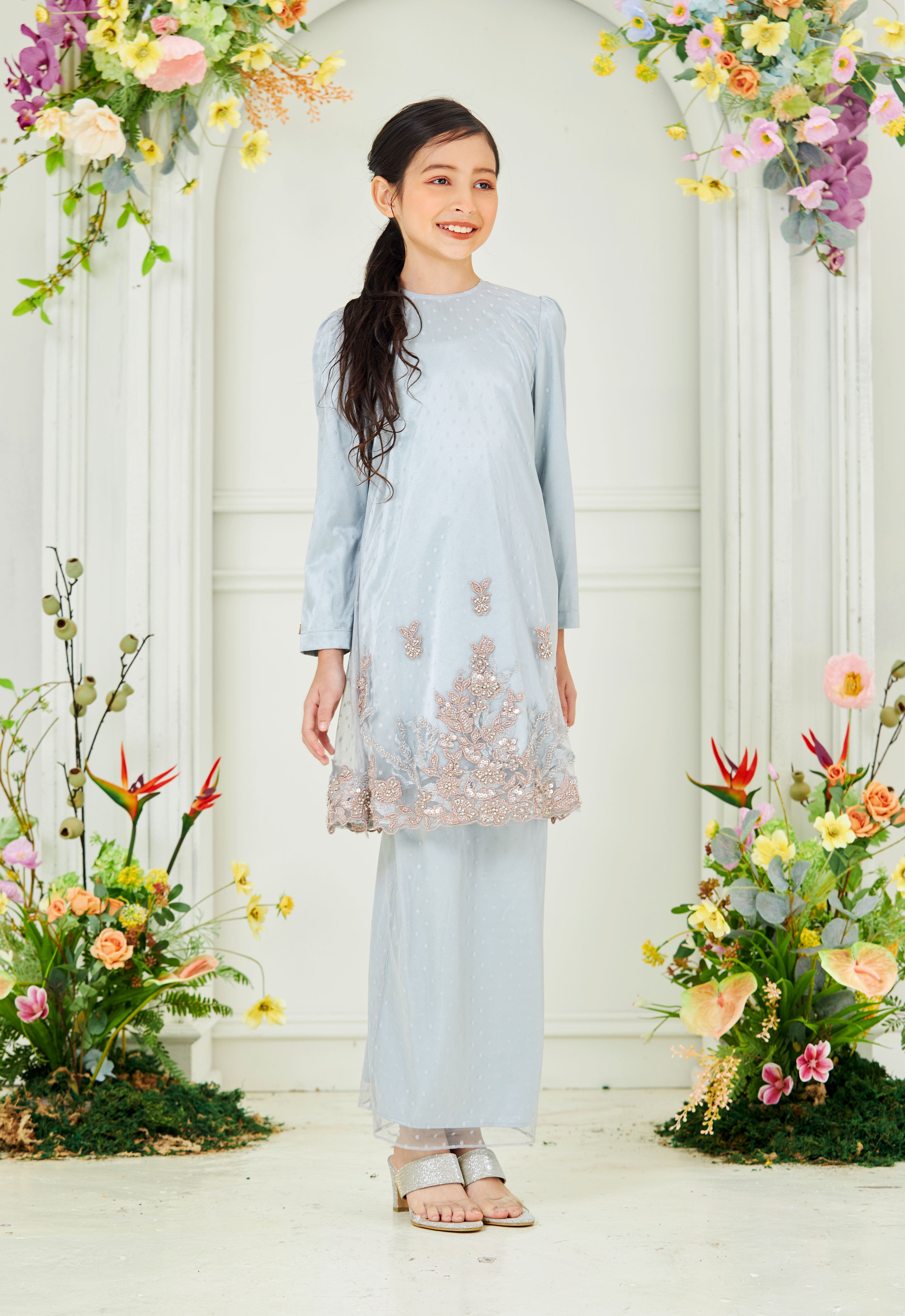 AYANAA LUXE KIDS KURUNG - GRAY GREEN