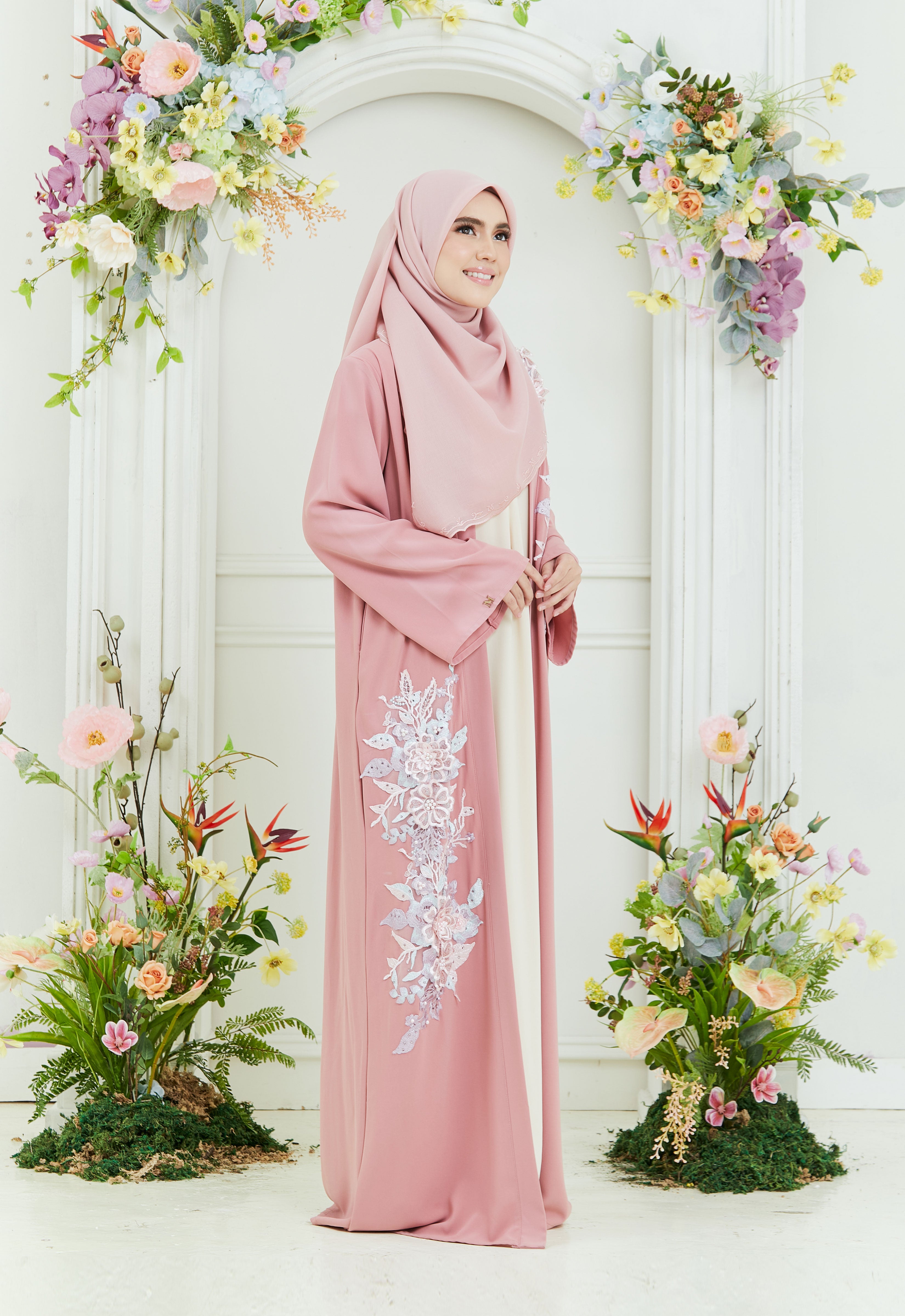 KHADEEJA ABAYA - PINK FLUTTER