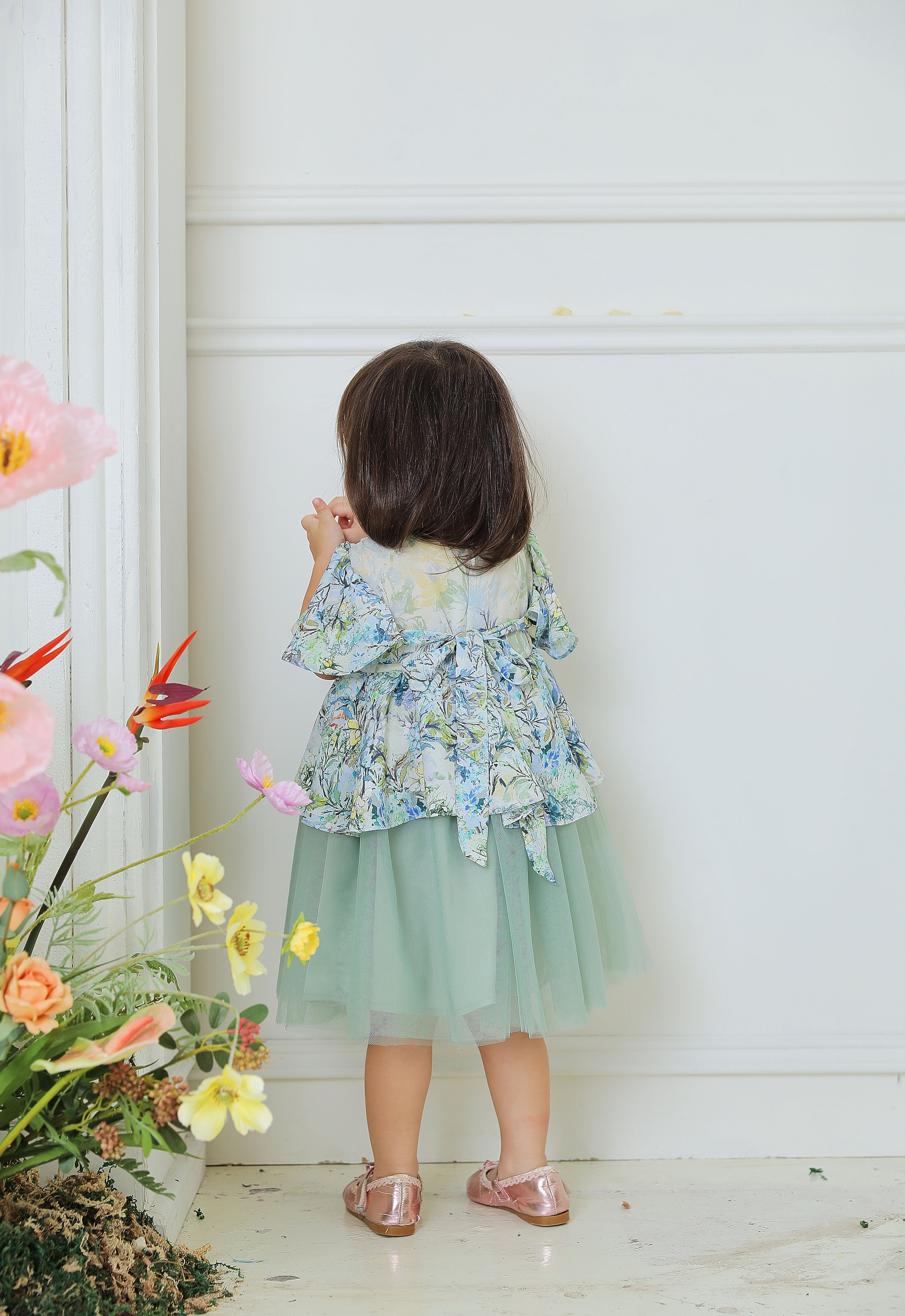 DEENARA BABY DRESS - SAGE GREEN