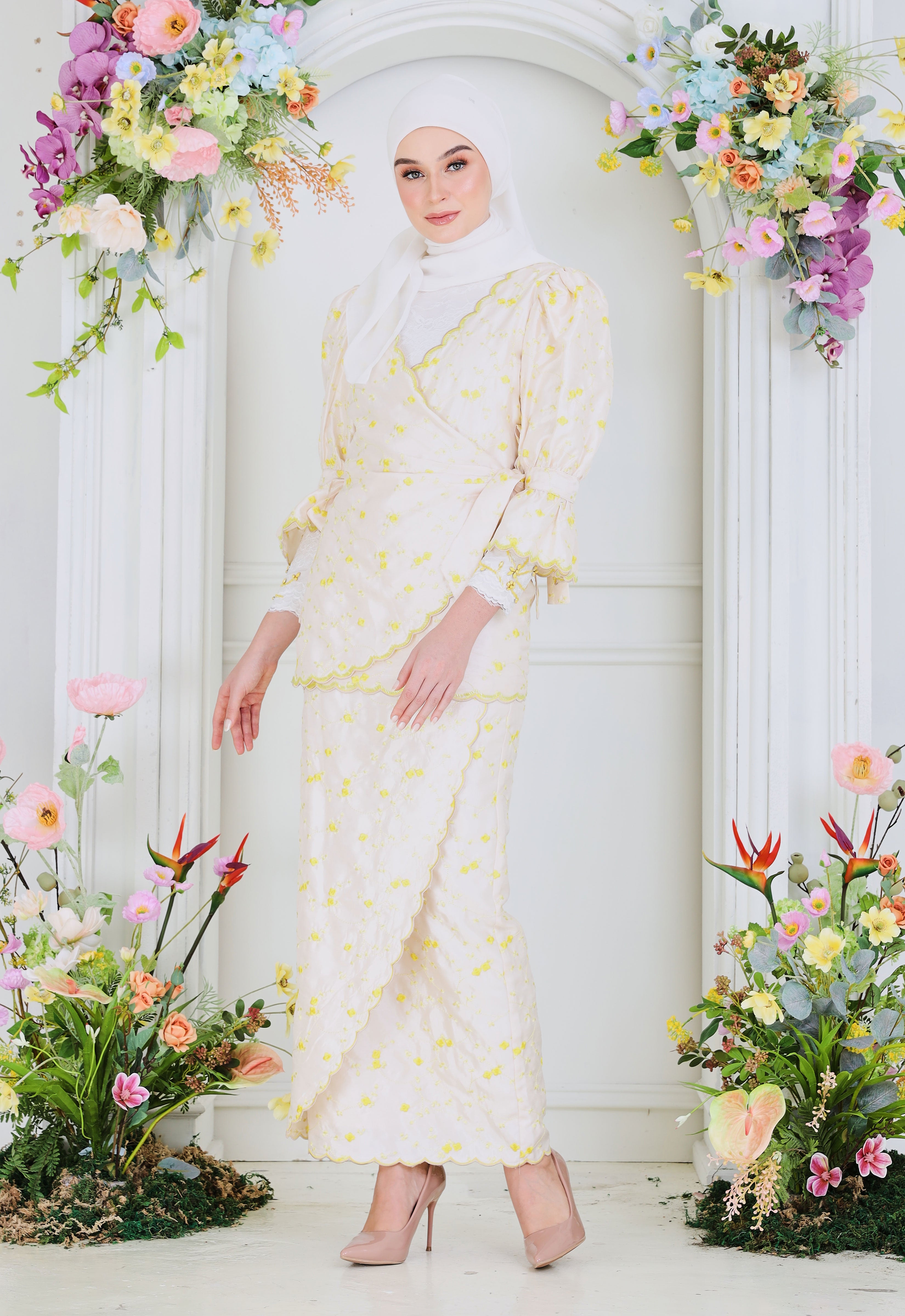 BELINDA LUXE DRAPPED KURUNG - CREAM YELLOW