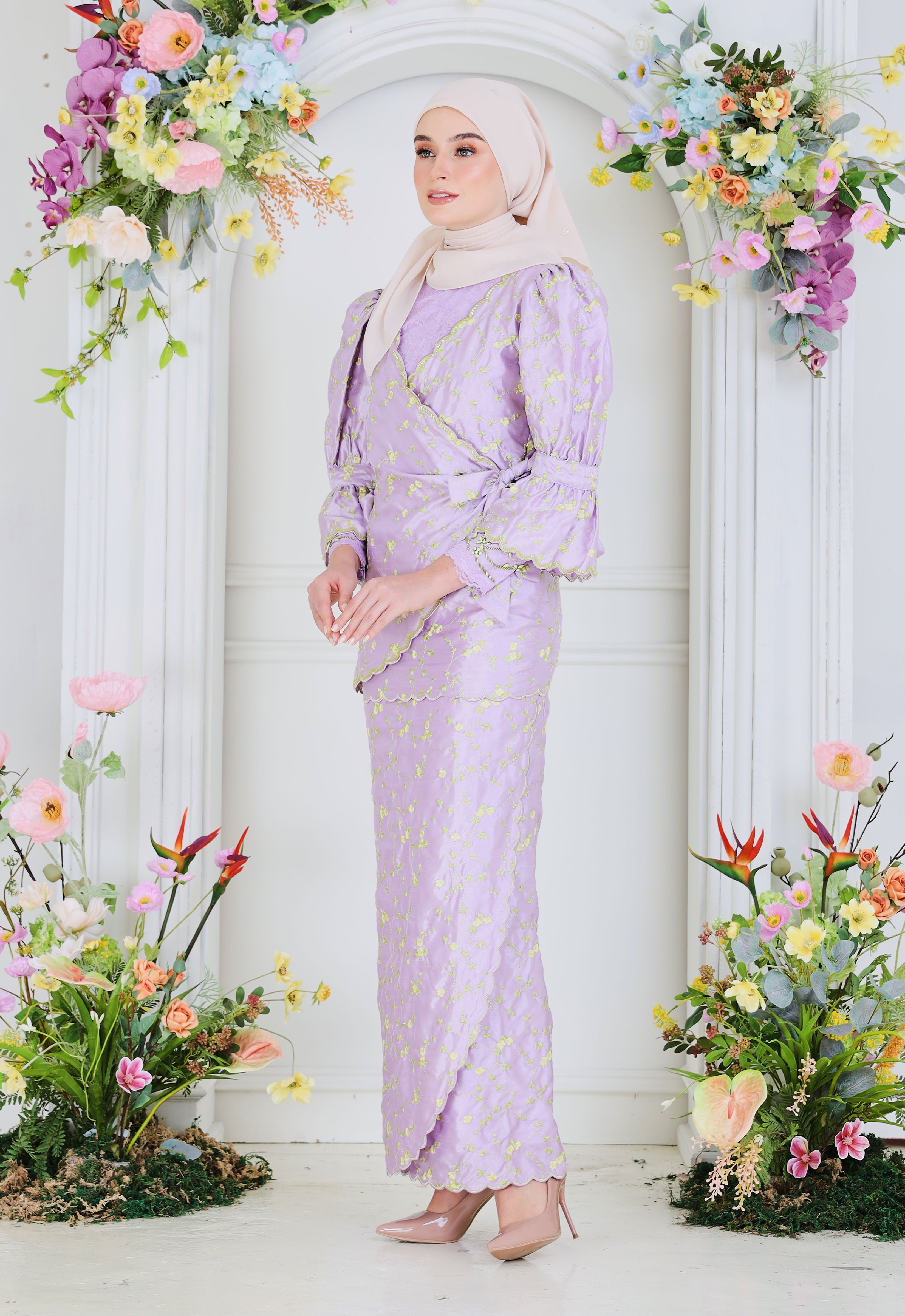 BELINDA LUXE DRAPPED KURUNG - PURPLE YELLOW