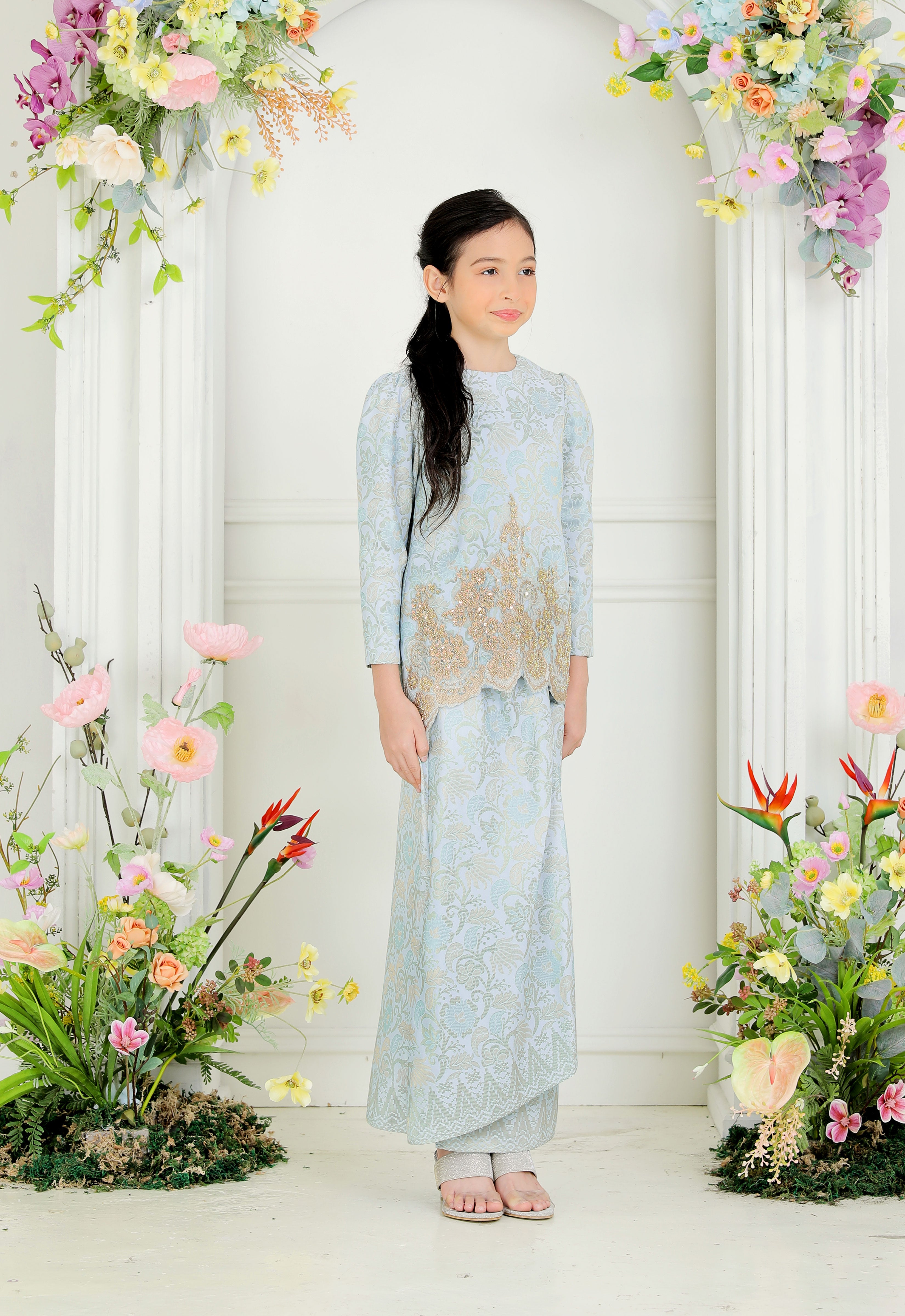 CHE AMINAH LUXE KIDS MINI KEBAYA - FROZEN BLUE