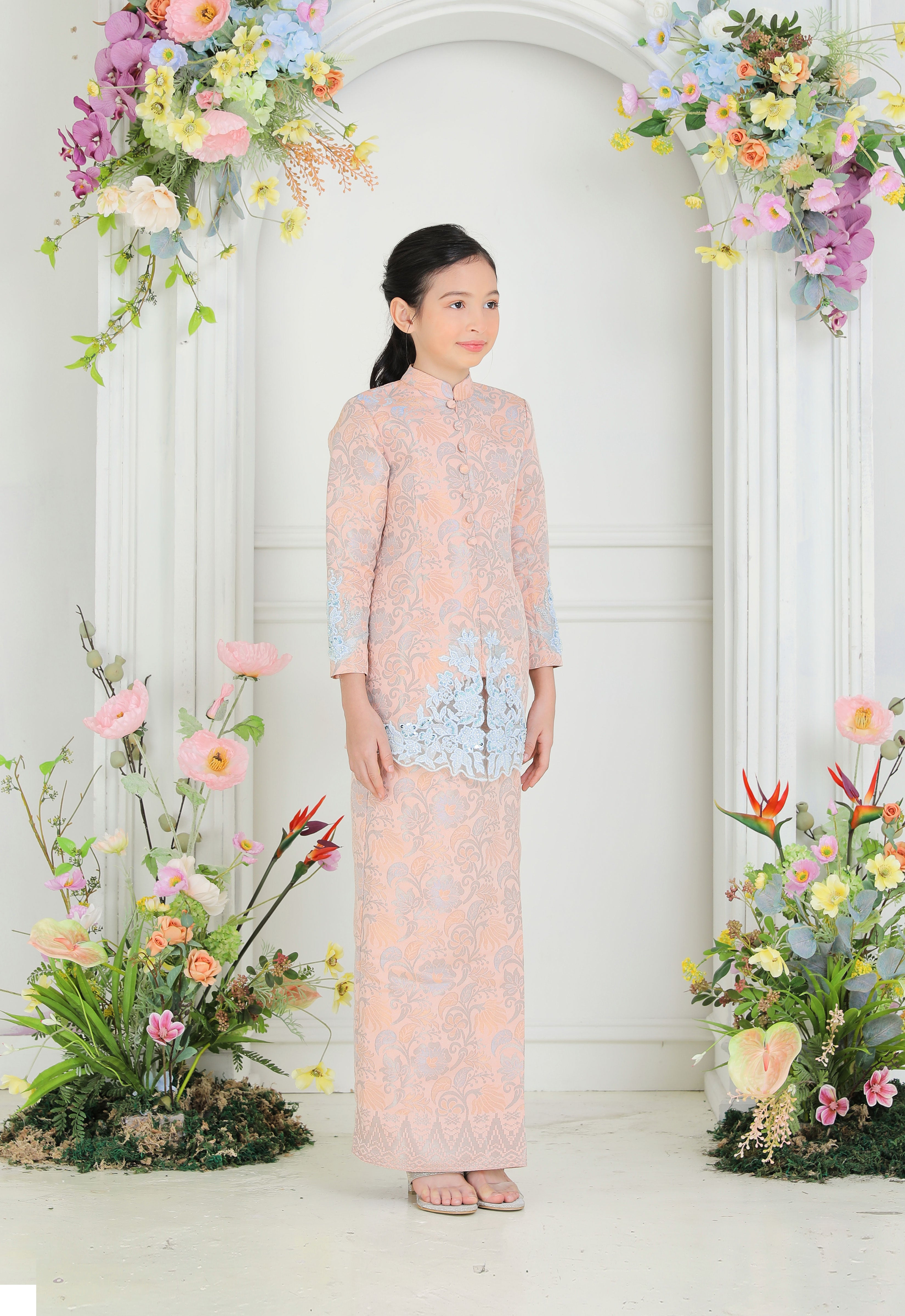 CHE AZIZAH LUXE KIDS KEBAYA - PINK BLUE