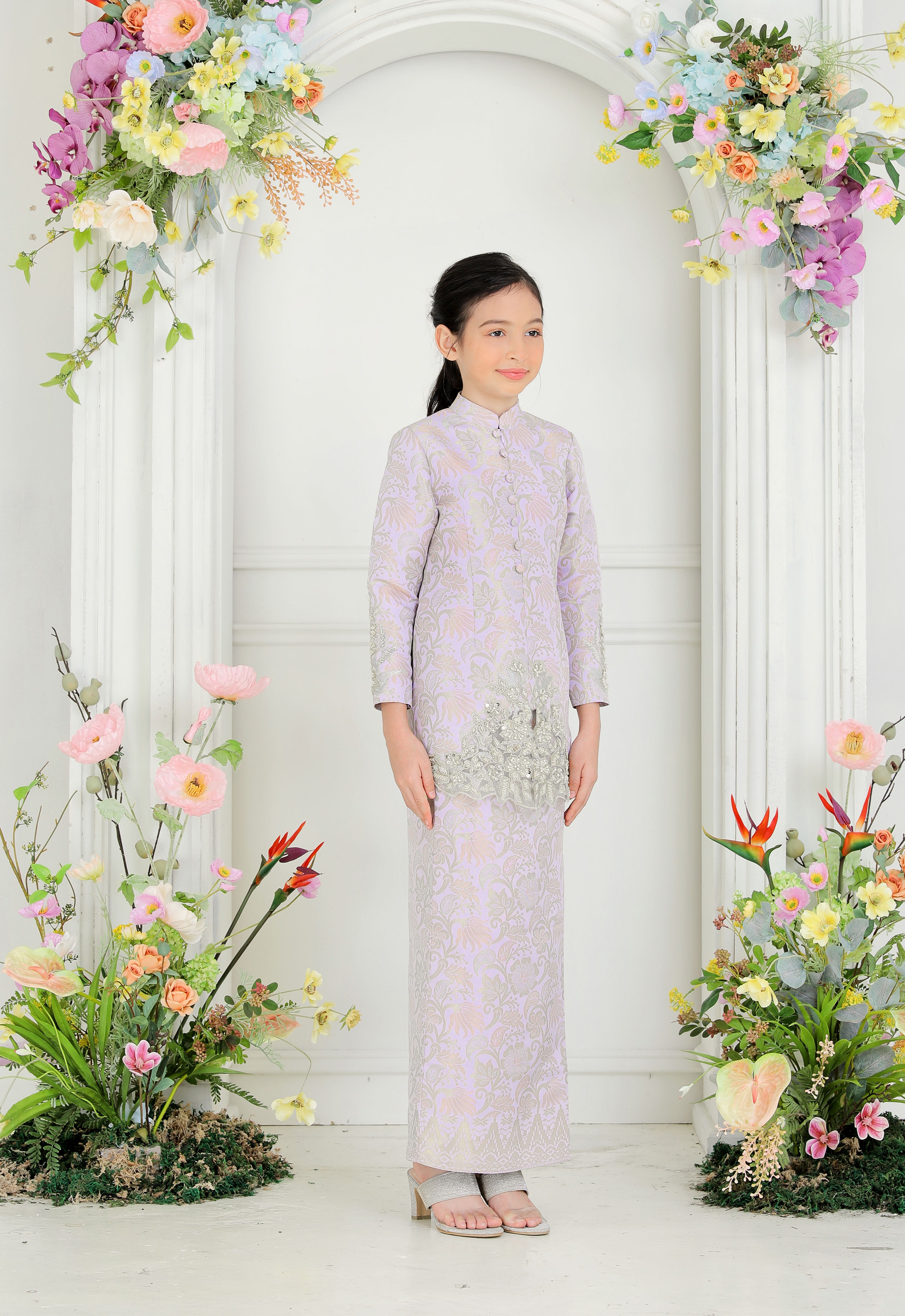 CHE AZIZAH LUXE KIDS KEBAYA - PURPLE GREEN