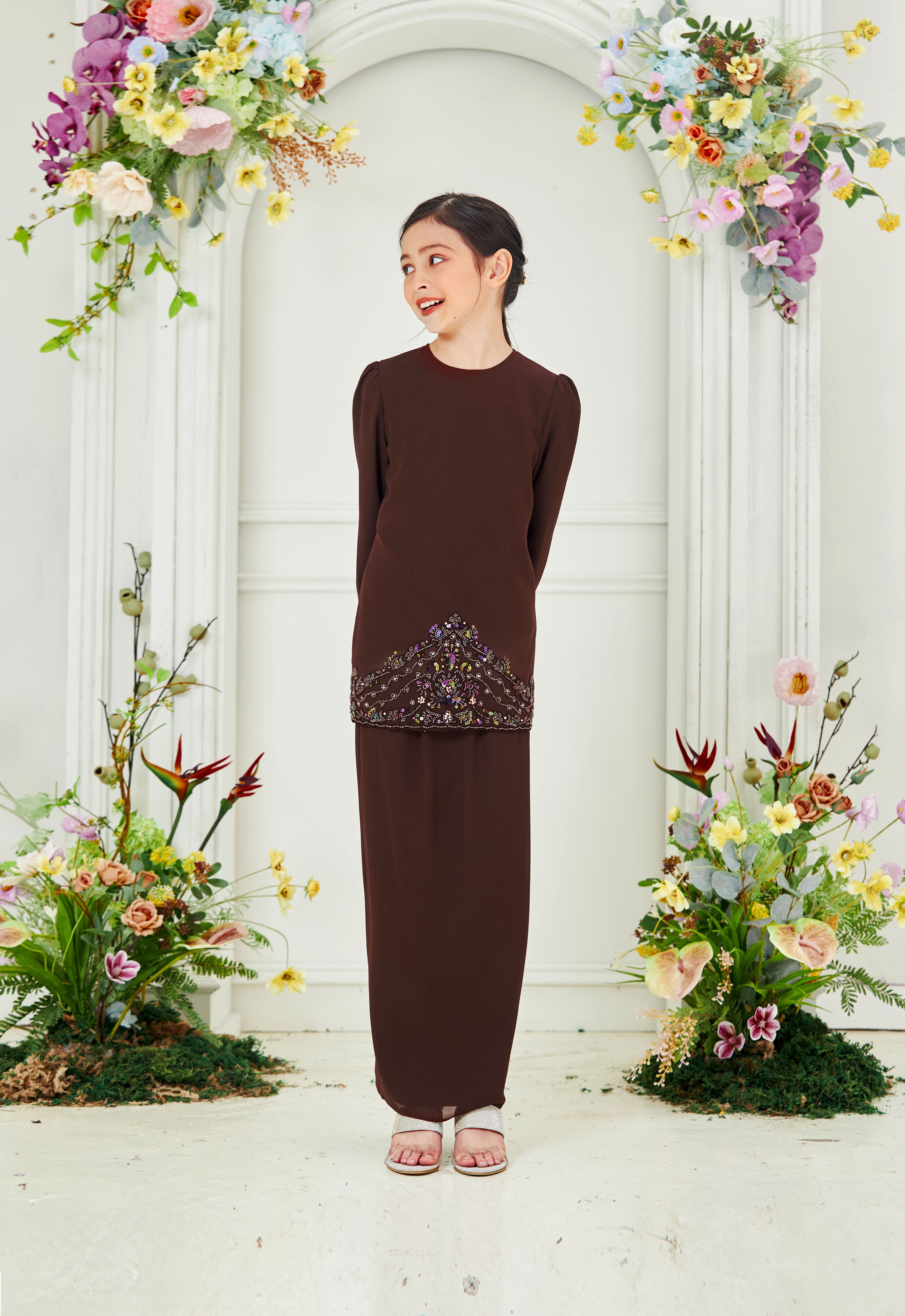 AISYAA LUXE KIDS KURUNG - DARK BROWN