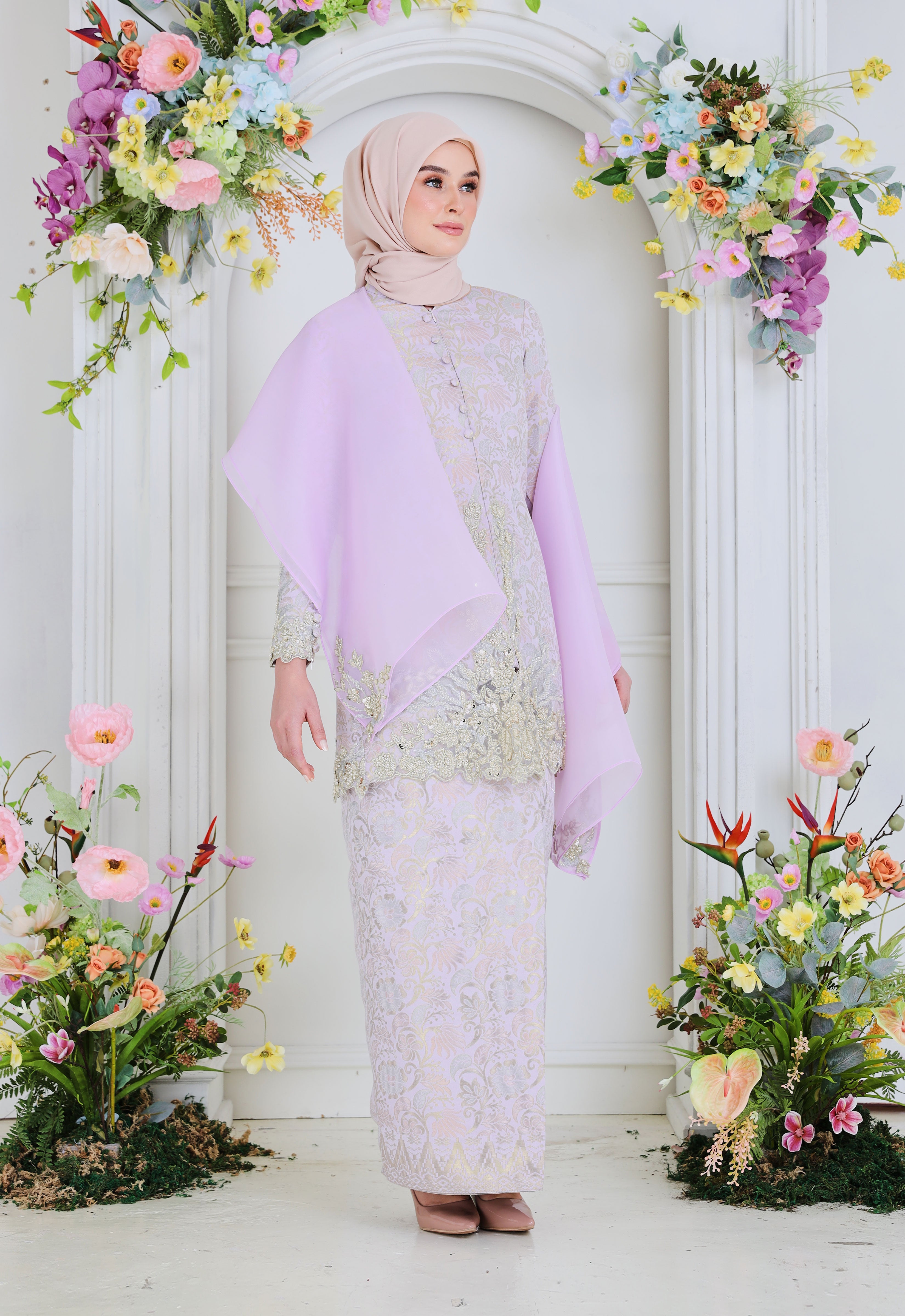 CHE AZIZAH LUXE KEBAYA - PURPLE GREEN