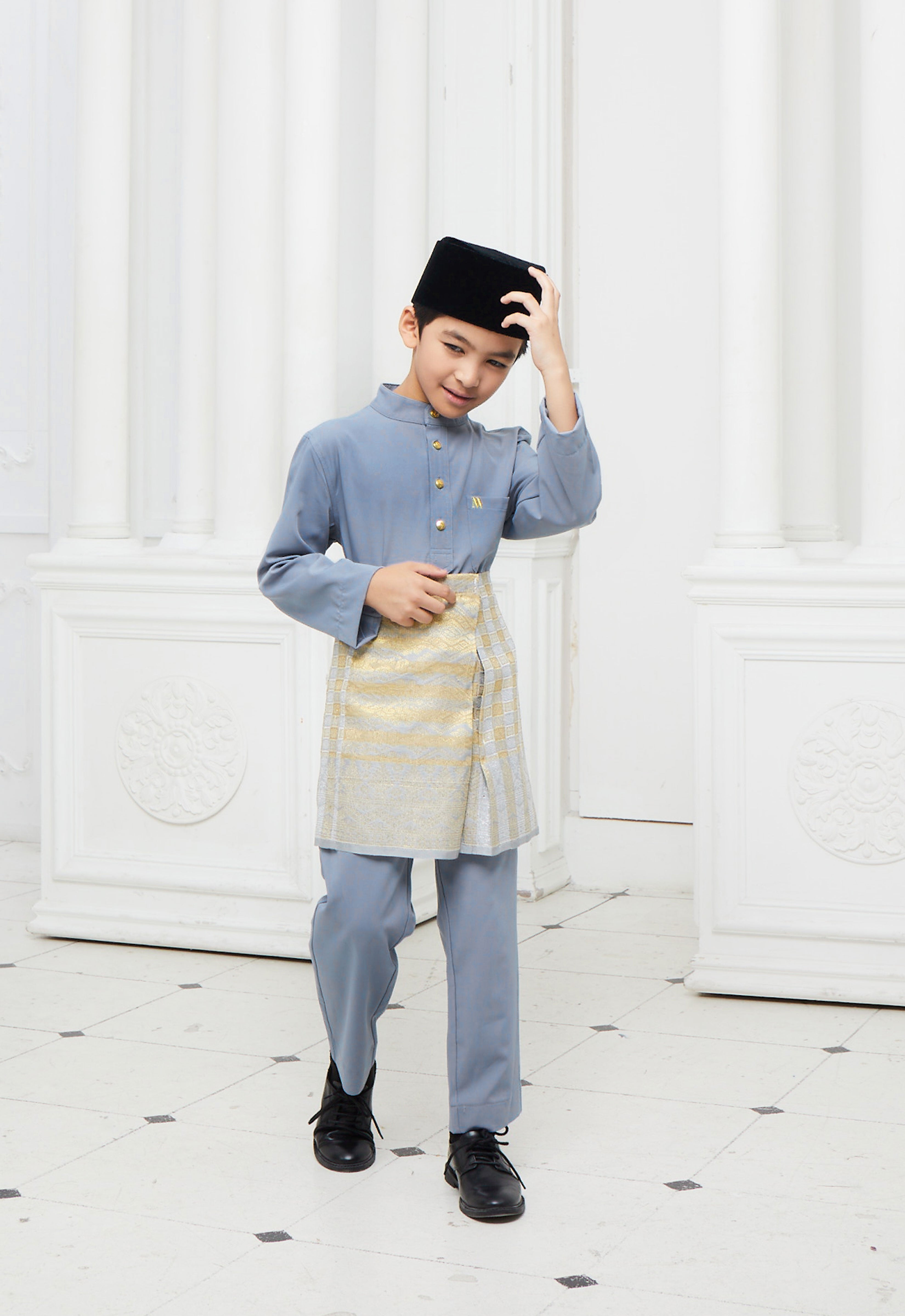 BAJU MELAYU KIDS - DUSTY BLUE