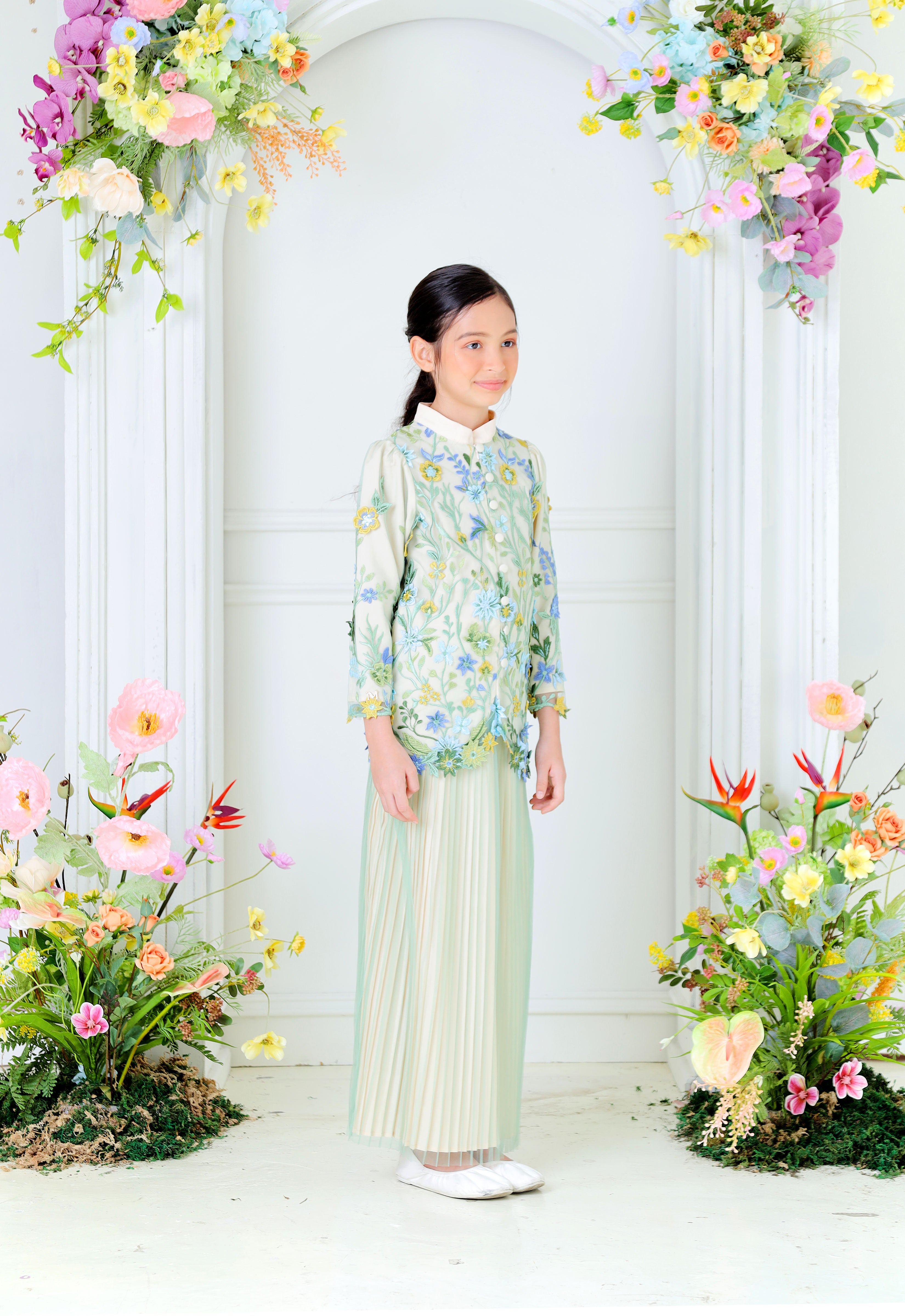 ELVINA LUXE KIDS MINI KURUNG - GREEN