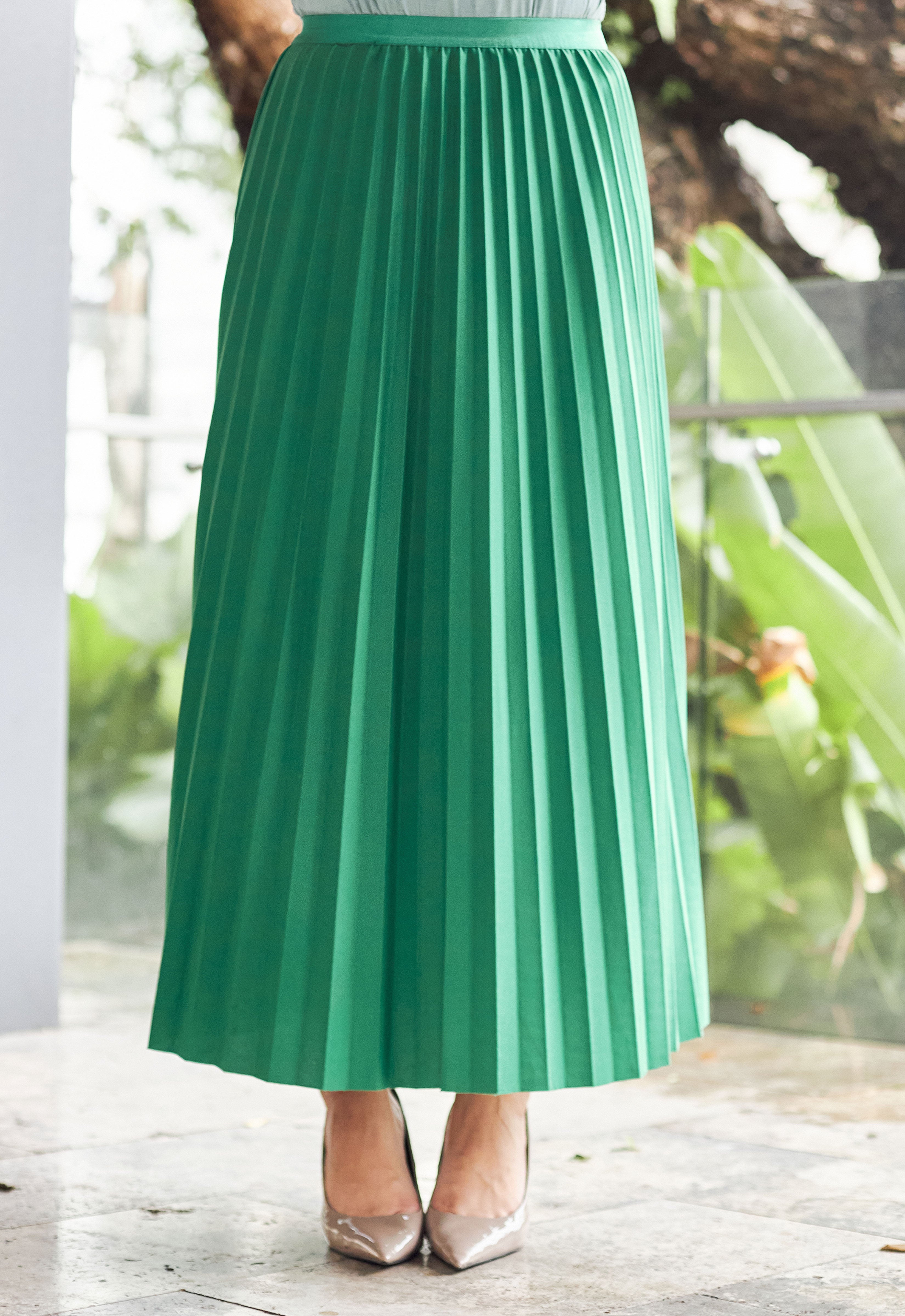 EVA PLEATED SKIRT - EMERALD GREEN