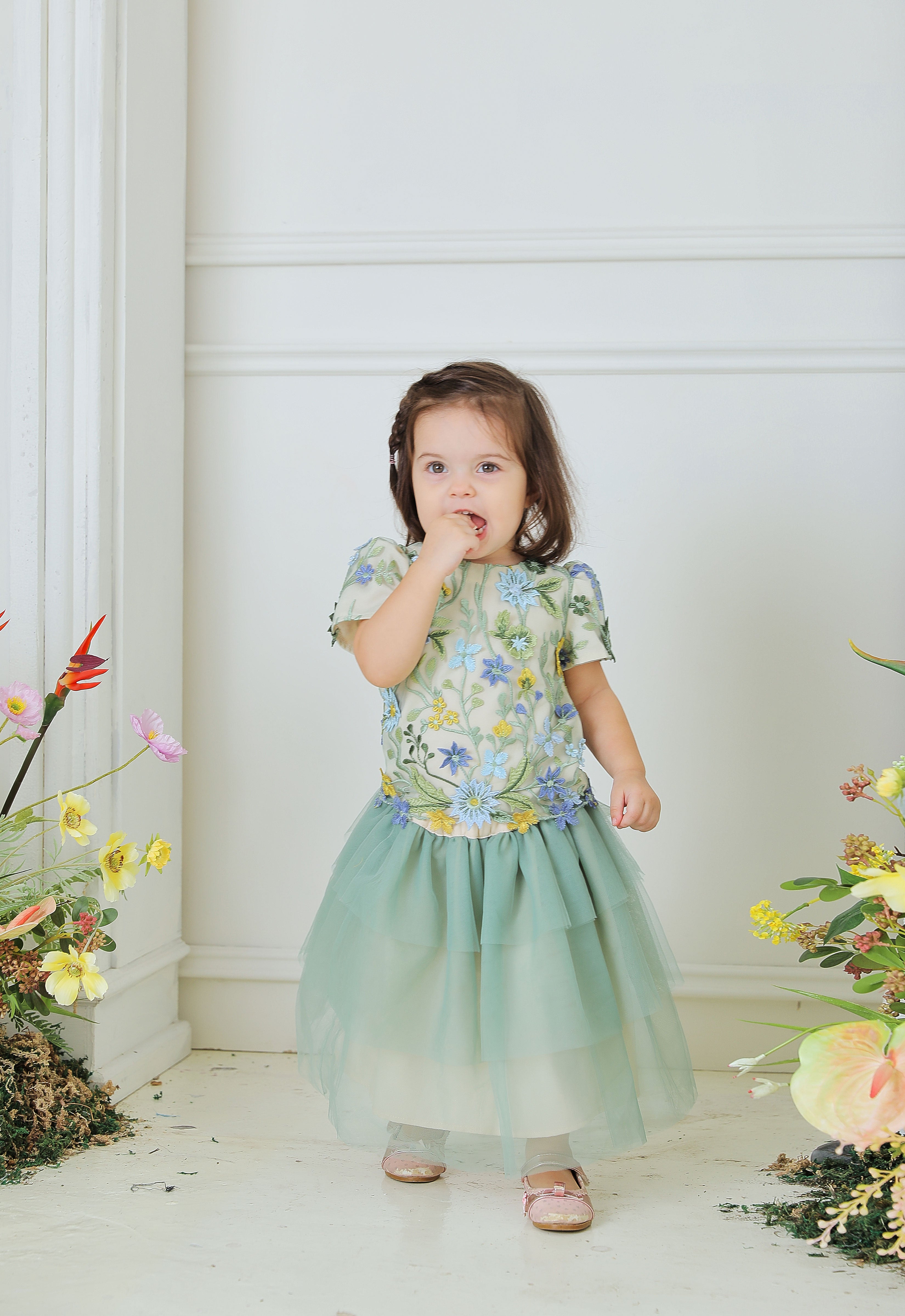 ELVINA LUXE BABY DRESS - GREEN
