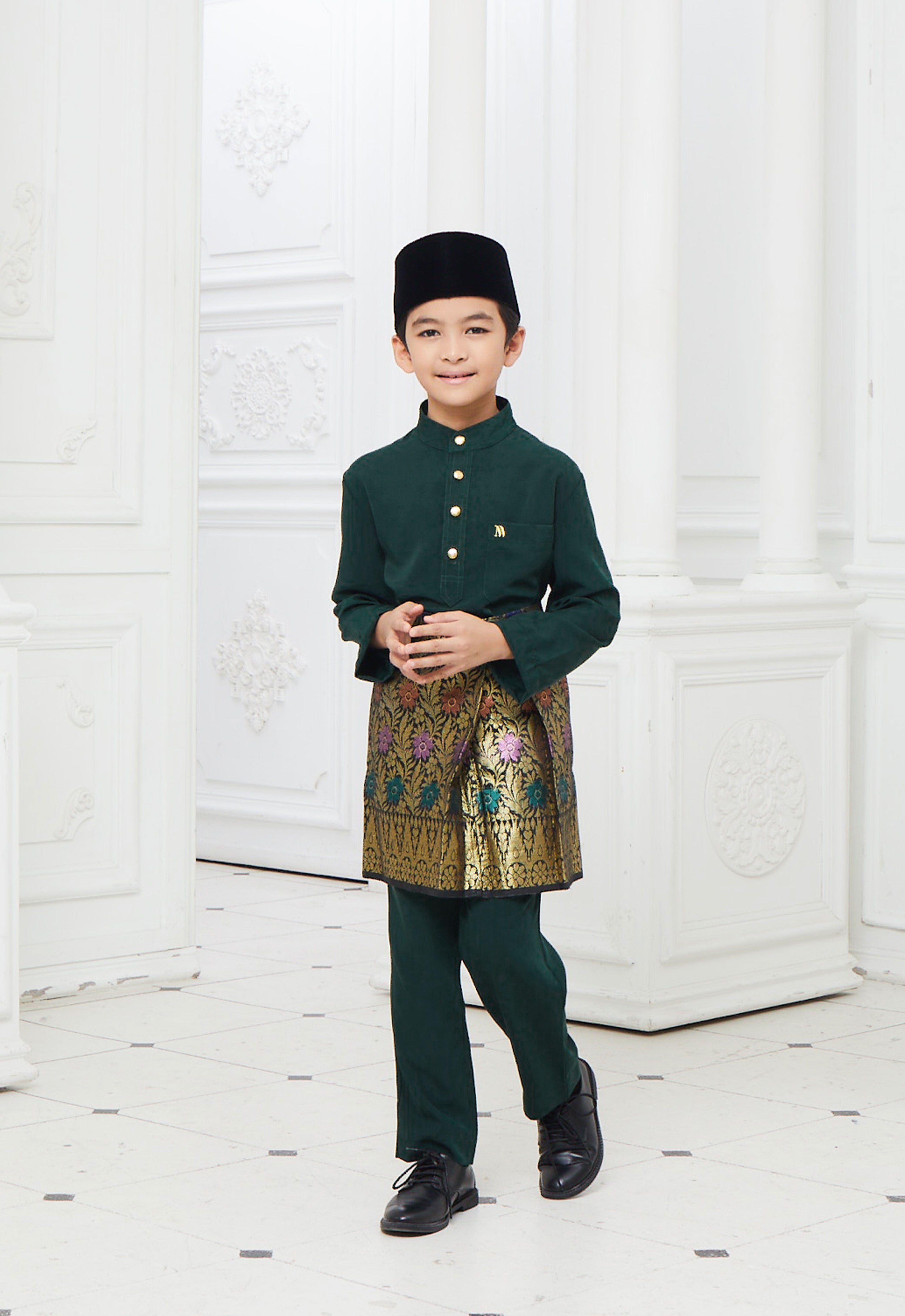 BAJU MELAYU KIDS - EMERALD GREEN