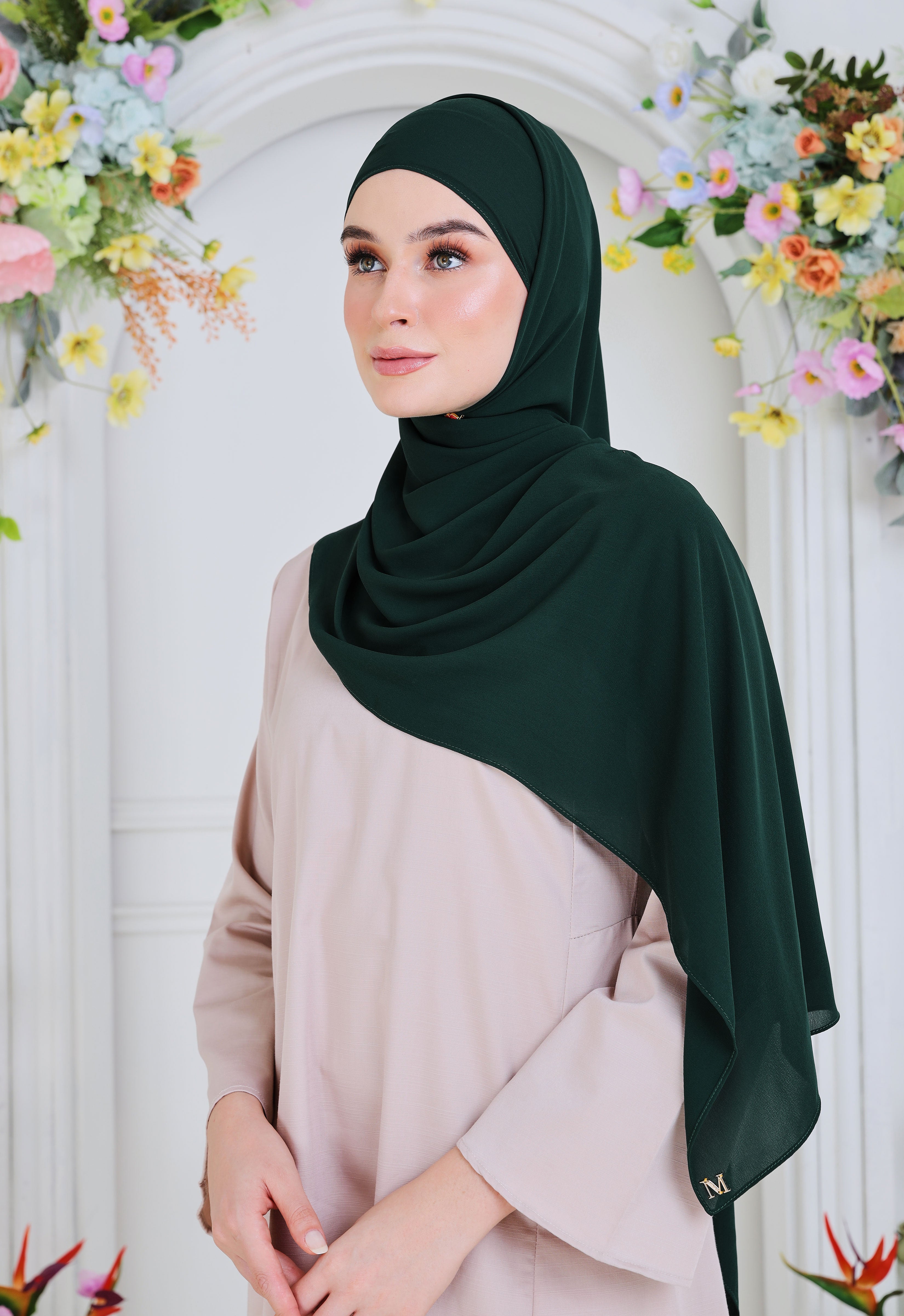 BASIC PLAIN SHAWL - EMERALD GREEN