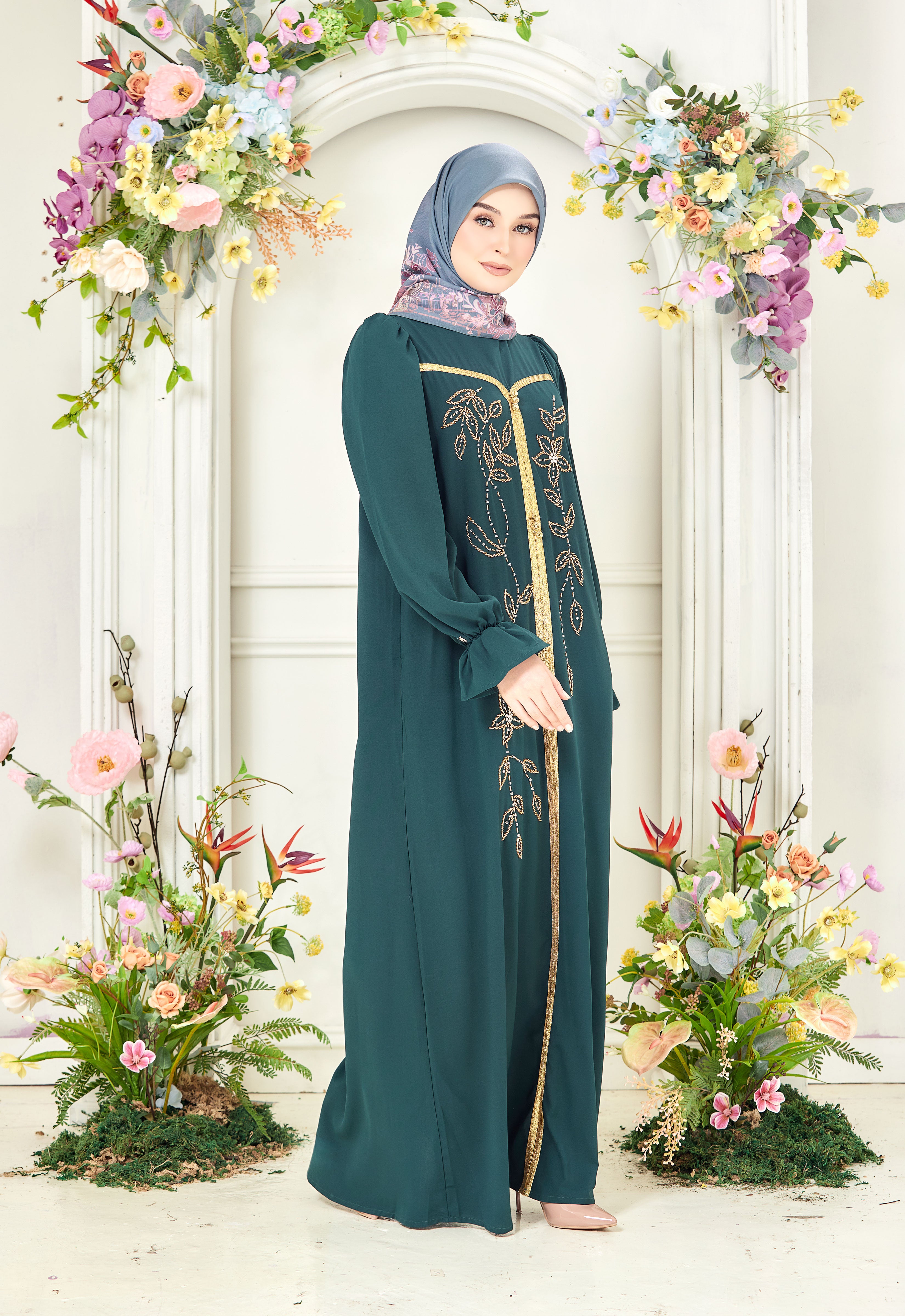 HUMAYRA ABAYA - EMERALD GREEN